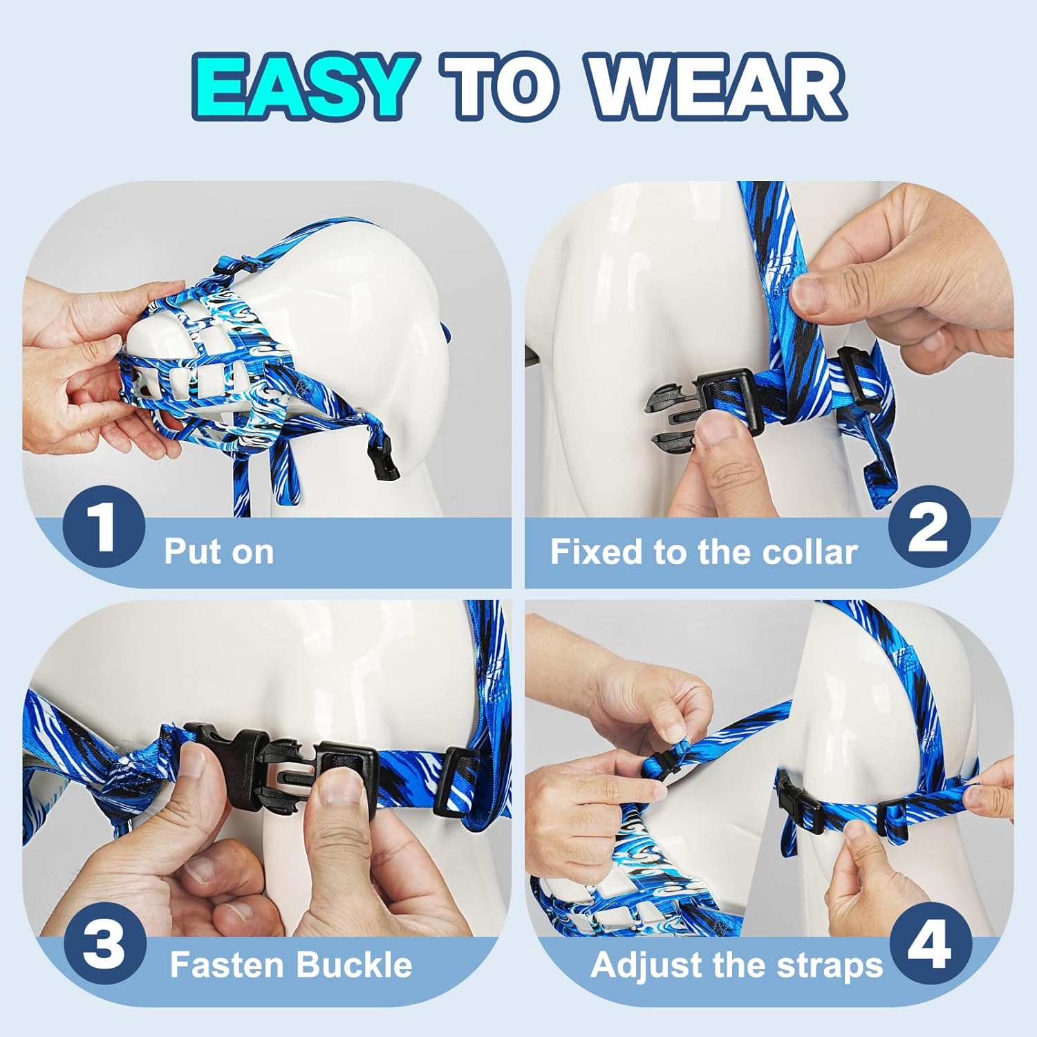 Basket Muzzle to Prevent Biting, Dog Muzzle for Large Medium Small Dogs Allows Panting Drinking Anti Chewing, Perfect for Grooming Trimming Training and Aggressive Reactive Dogs (Blue, Size 4) - Pet Explorer