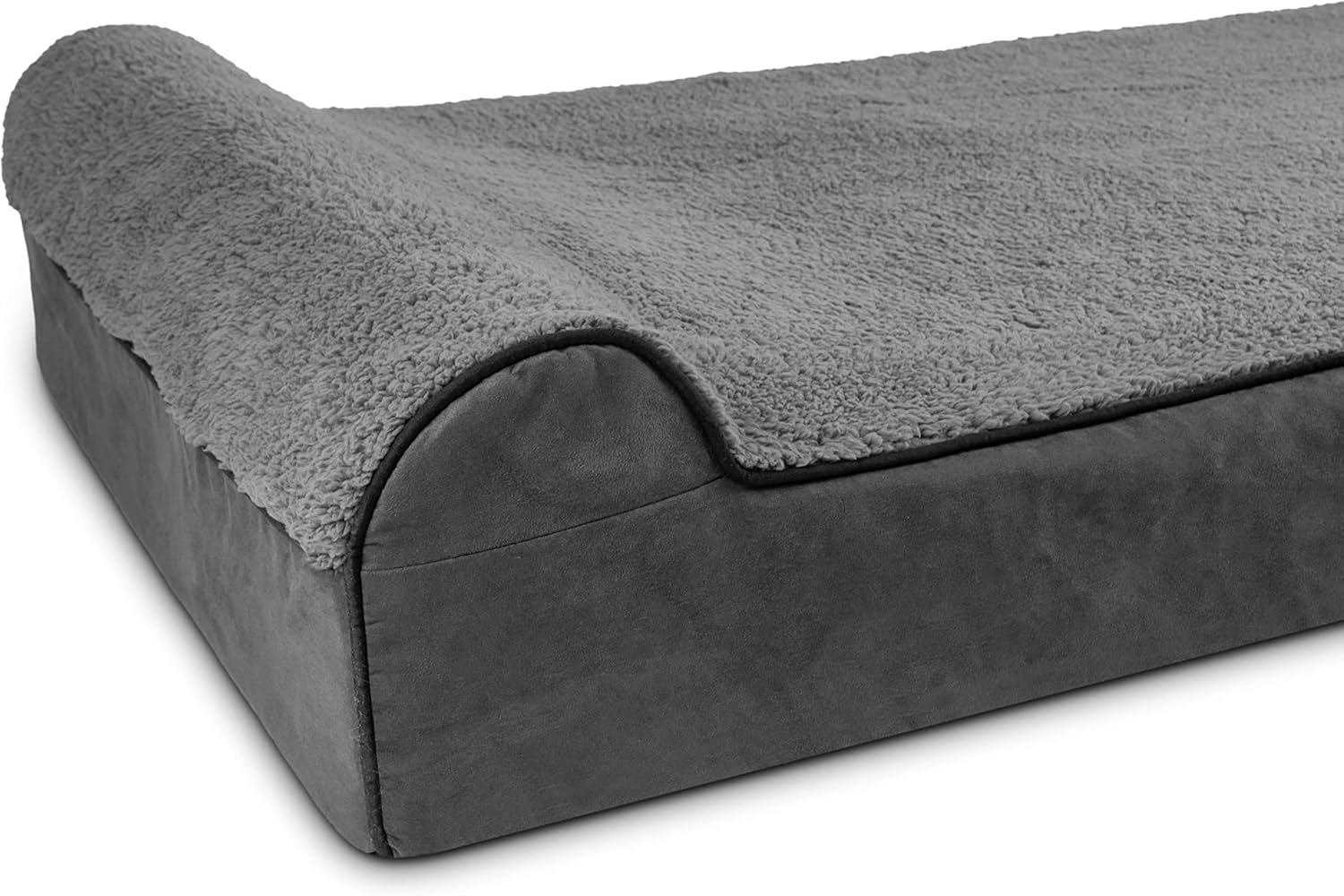 The Dog’s Bed Orthopedic Headrest Dog Bed XXL Grey Plush 54x36, Memory Foam, Pain Relief for Arthritis, Hip & Elbow Dysplasia, Post Surgery, Lameness, Veterinary Approved, Waterproof Washable Cover - Pet Explorer