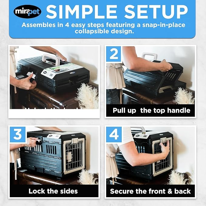 USA Pet Carrier & Crate 35" - Premium Collapsible Design for Medium Cats and Dogs - Portable Kennel for Indoor/Outdoor Use - 360-Degree Ventilation & Hard Plastic Wall Protection