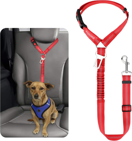 BWOGUE Pet Dog Cat Seat Belt Reflective Car Dog Headrest Restraint Leash Elastic Buffer Bungee Adjustable Tangle-Free Safety Leads Vehicle Seatbelt Harness for Small, Medium and Large Dogs (1 Pack) - Pet Explorer