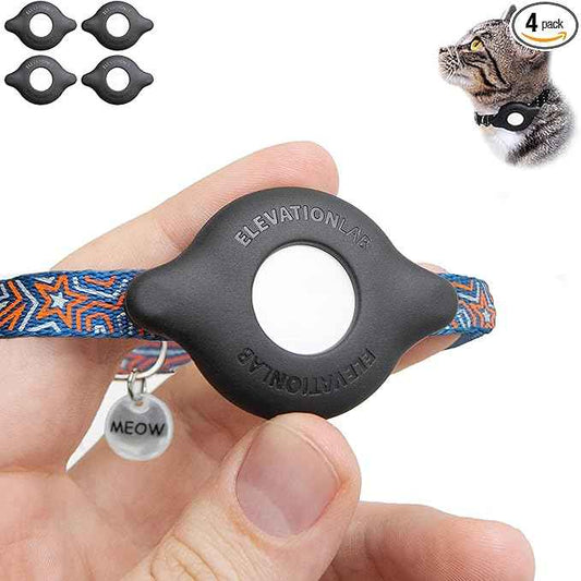 AirTag Cat Collar Mount - TagVault™ - The Secure & Compact AirTag Holder for Cats | Doesn't Dangle, for Small Dogs Too | Elevation Lab (4 Pack)