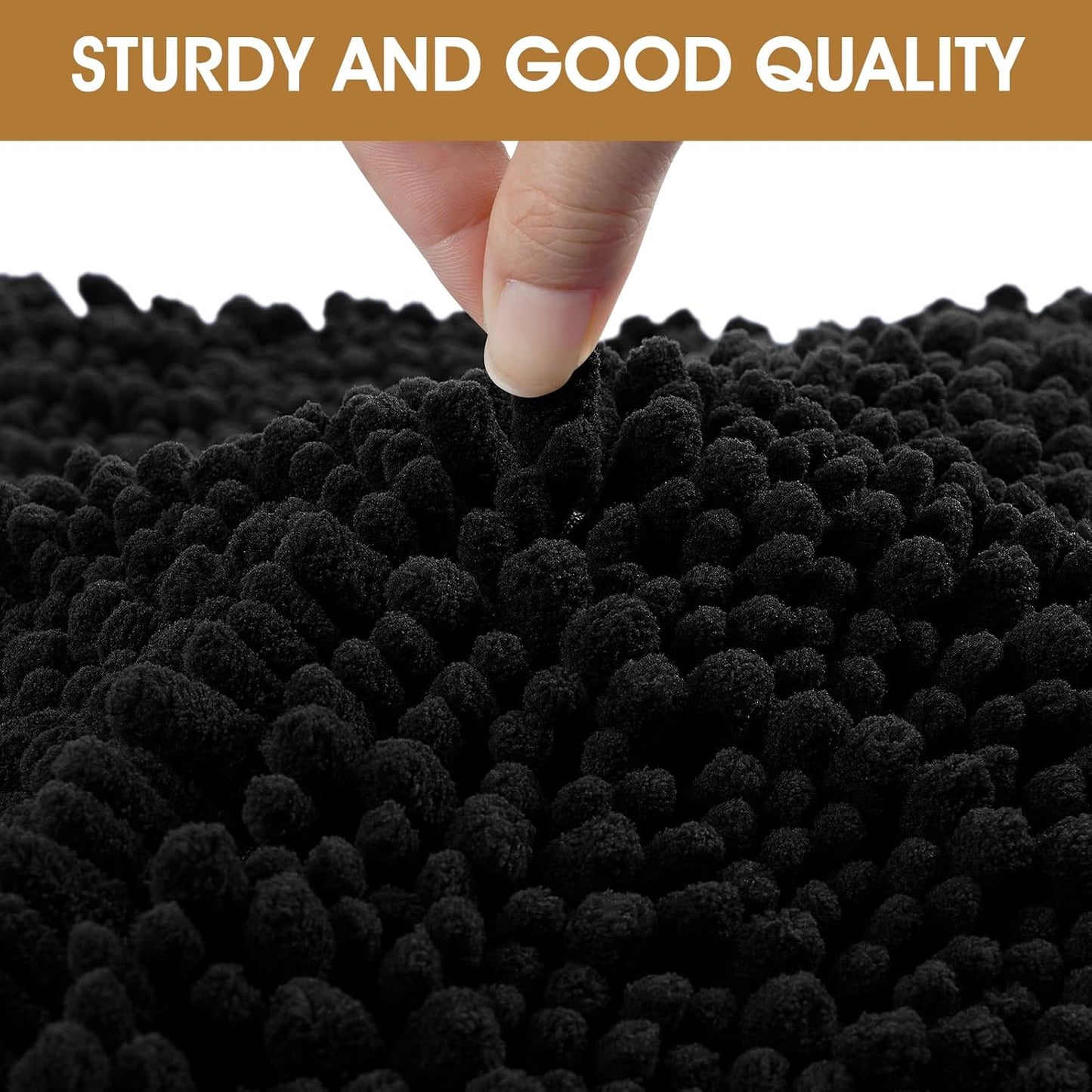 Dog Door Mats for Muddy Paws, Chenille Absorbent Dog Mats, Non Slip Heavy Mud Mat for Dogs, Soft Pet Mat for Entryway, Mud Paws, Inside Floor,48" x 38", Black
