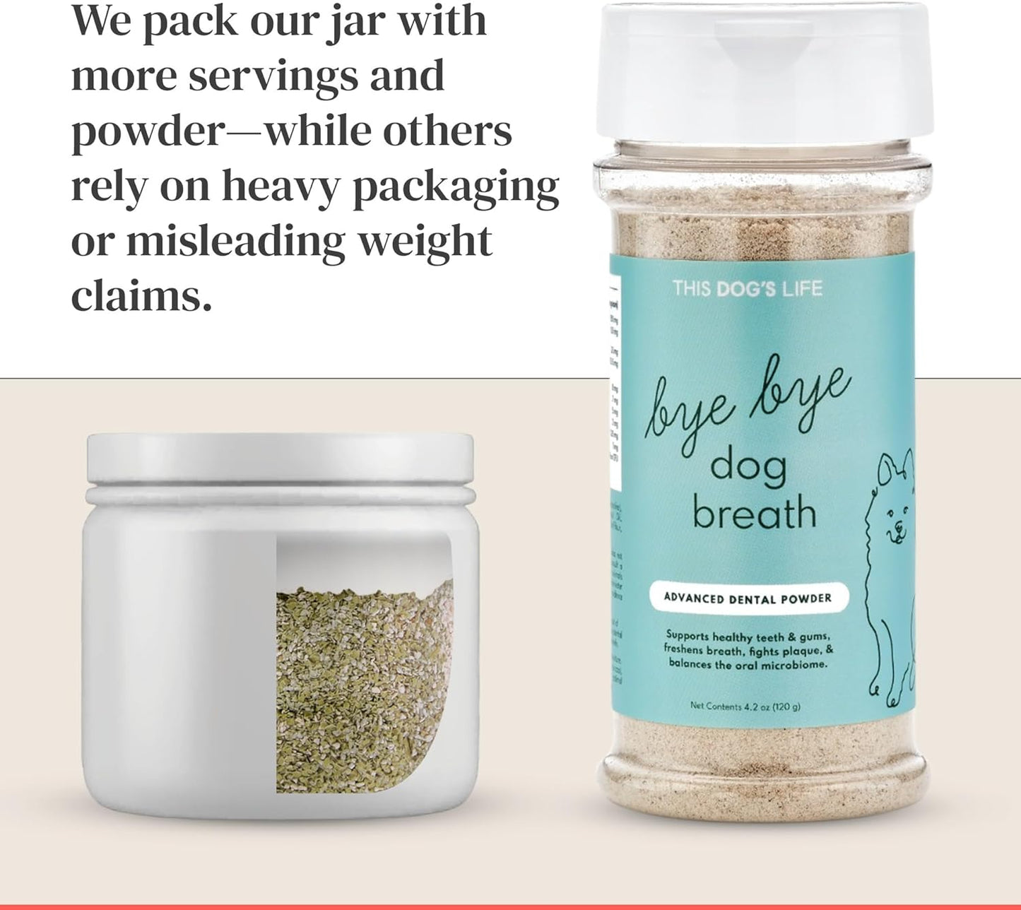 Dog Dental Powder – Vet Formulated - Cleans Teeth, Freshens Breath, Fights Plaque and Tartar – Natural Ingredients - 19 Active Ingredients - Oral Dog Probiotic - No Brushing - Made in USA - Pet Explorer