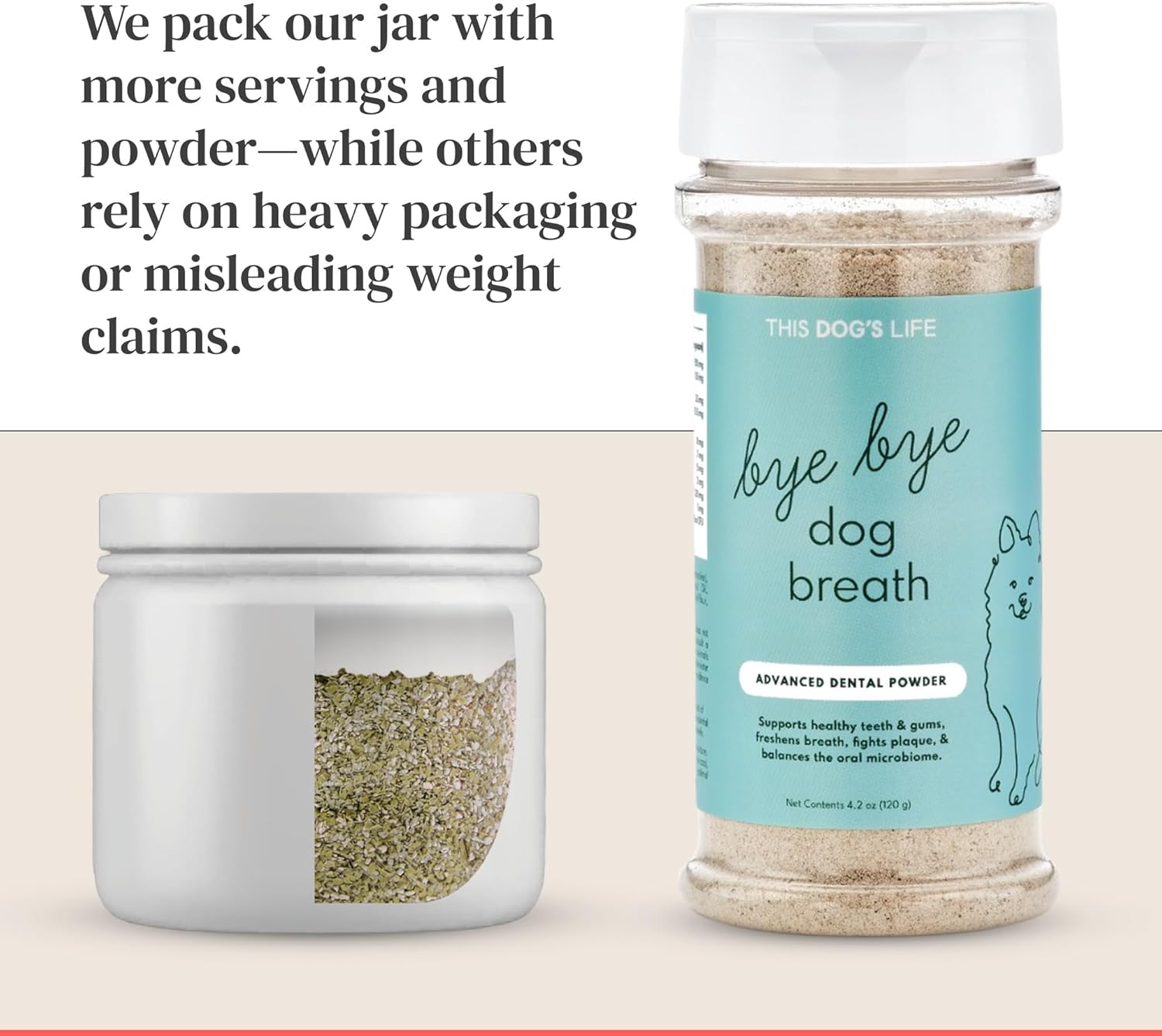 Dog Dental Powder – Vet Formulated - Cleans Teeth, Freshens Breath, Fights Plaque and Tartar – Natural Ingredients - 19 Active Ingredients - Oral Dog Probiotic - No Brushing - Made in USA - Pet Explorer