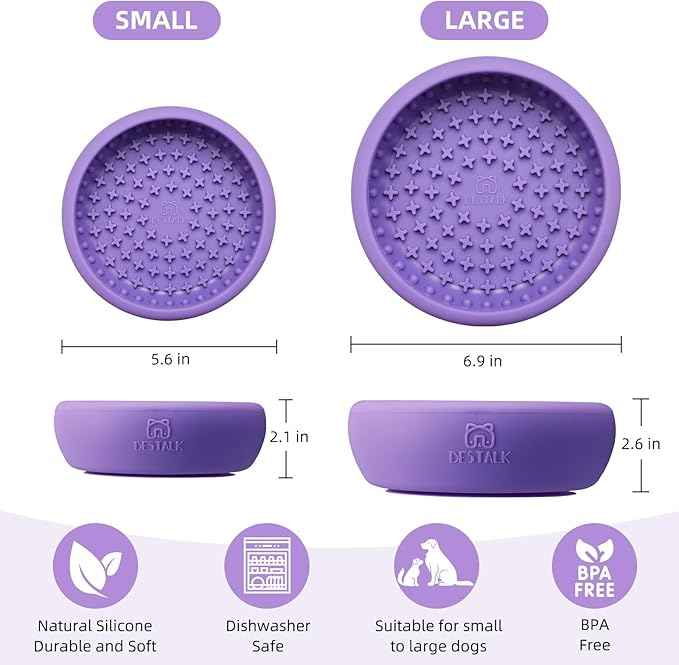 Dog Lick Bowl, Bestalk Anxiety Relief Lick Mat for Dogs, Non-Slip Freeze Licking Bowl Enrichment Puzzle Feeder for Distraction, BPA Free Silicone, Dishwasher Safe(Purple,S)