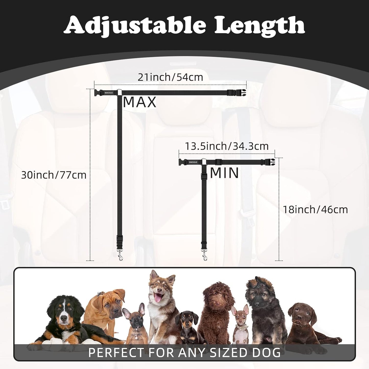 BWOGUE 2 Packs Dog Cat Safety Seat Belt Strap Car Headrest Restraint Adjustable Nylon Fabric Dog Restraints Vehicle Seatbelts Harness - Pet Explorer