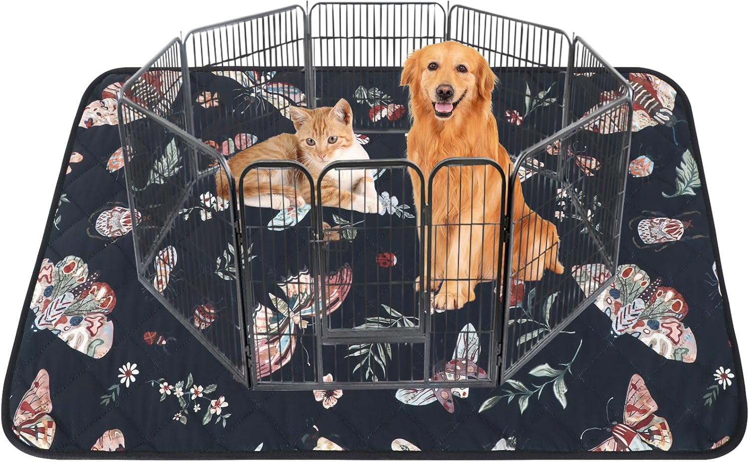 IEUUMLER Washable Pee Pads for Dogs, 1 Pack Insect Pattern Reusable Waterproof Puppy Potty Pads, Non-Slip Absorbent Pet Training Pads for Playpen Crate Bed EU014 - Pet Explorer
