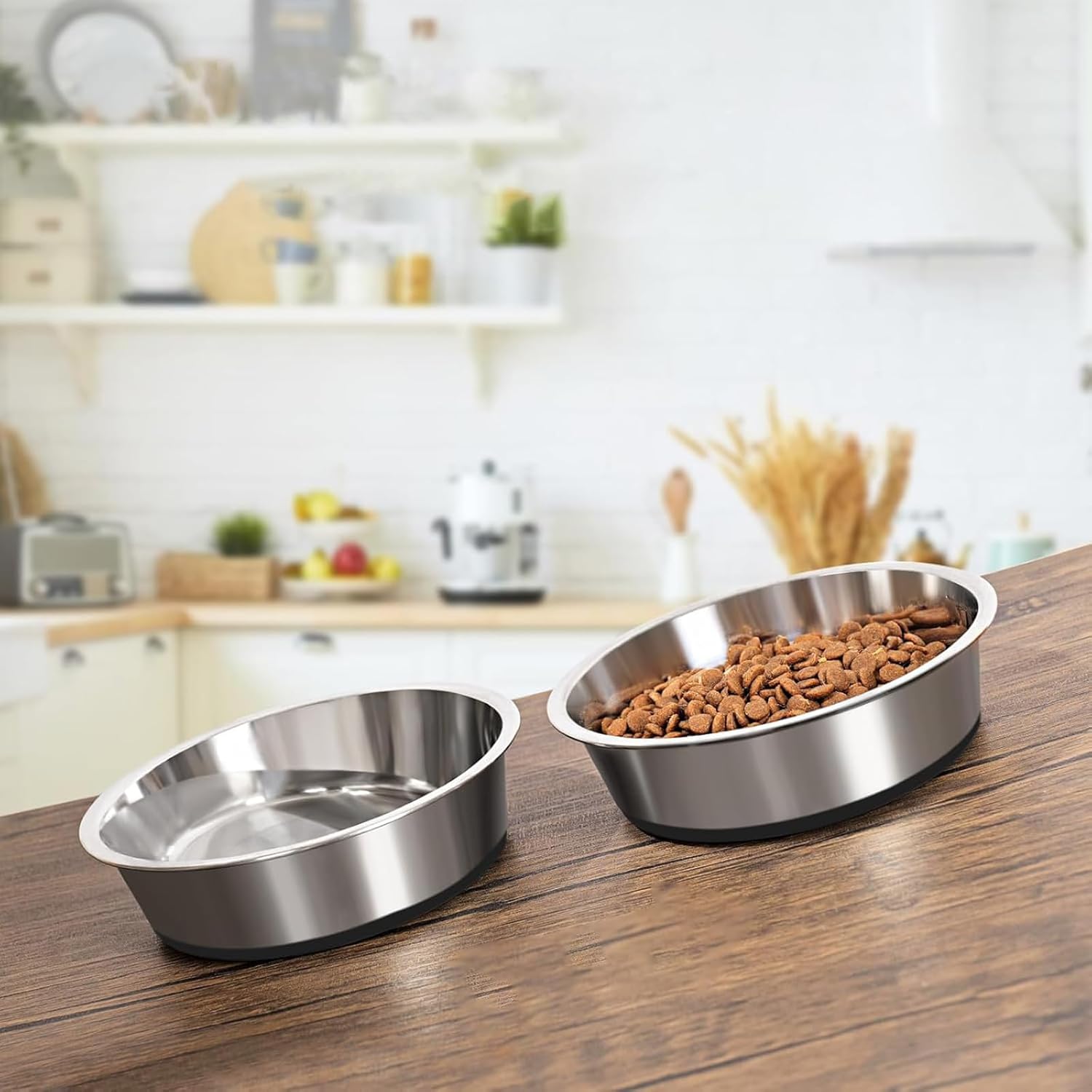 YINGFAN Stainless Steel Dog Bowls Set of 2, Metal Dog Bowls with Non-Slip Rubber Base, Durable Food and Water Bowl for Medium, Large Dogs, Holds 7 Cups, BPA-Free, Dishwasher Safe (Black) - Pet Explorer