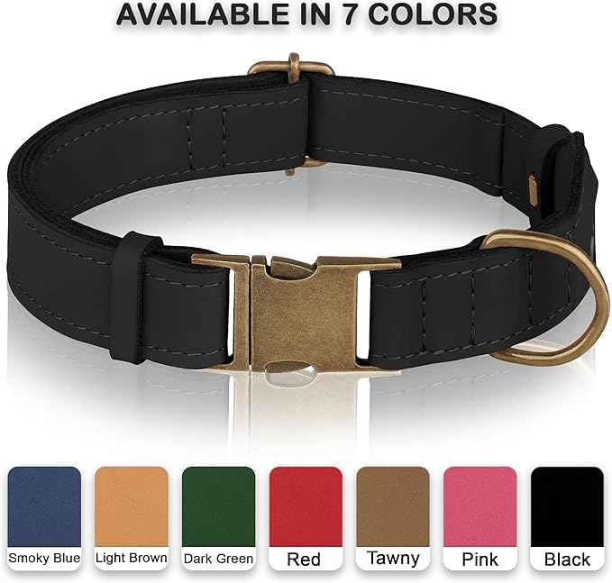 AirTag Dog Collar - Genuine Leather Dog Collar with Apple AirTag Holder and Metal Buckle - Smart GPS Tracking Pet Collars (Smoky Blue, S, 12"-15" Neck Fit) (Black, XS, 9"-12" Neck Fit)