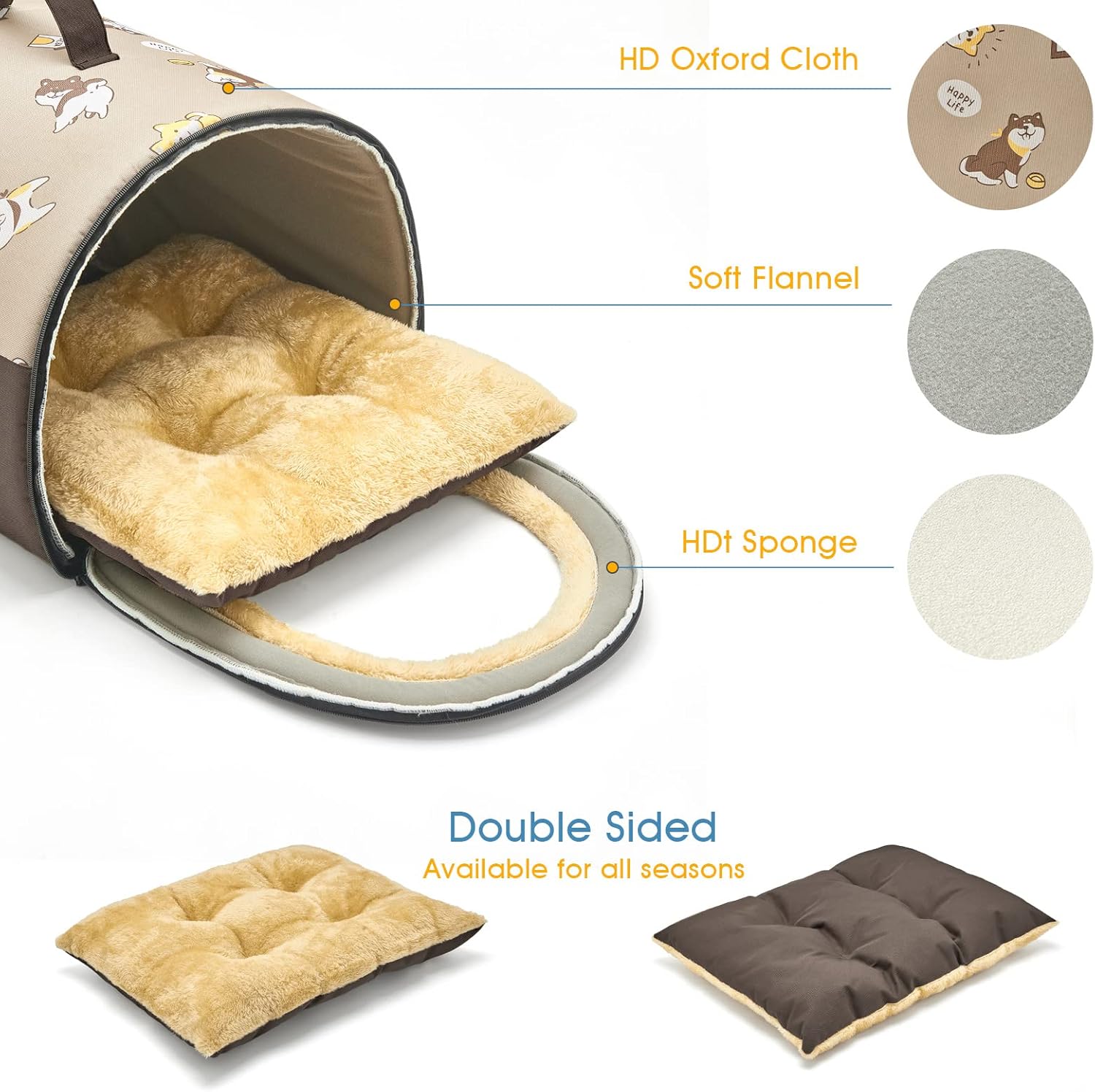 Jiupety Cozy Small Pet Dog House, 2 in 1 Puppy House, S Size for Cat and Puppy, Warm Cave Sleeping Nest for Cats and Dogs, S(15"×12"×11"), Up to 5.5 Lb, Brown - Pet Explorer