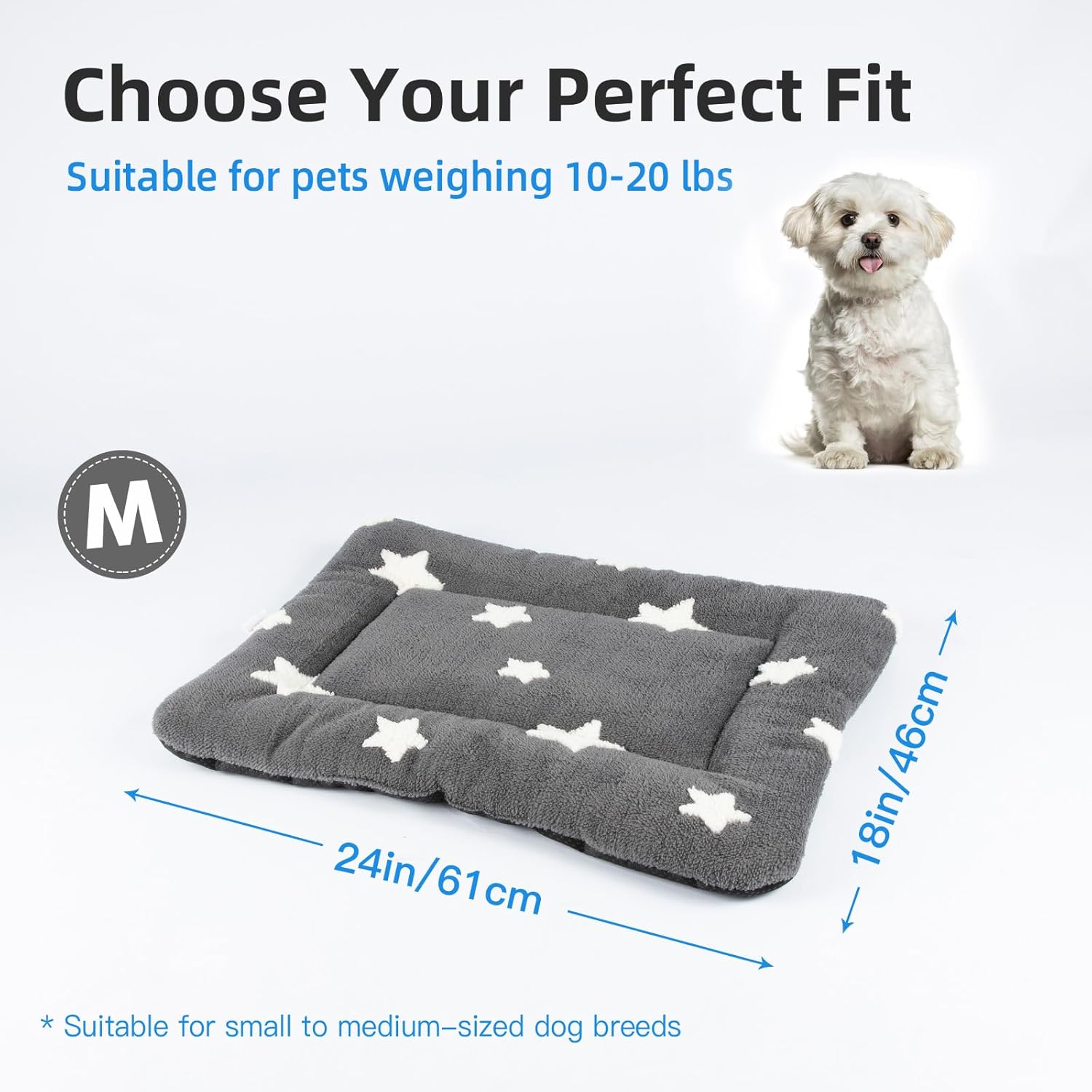 Mora Pets Dog Crate Pad Kennel Bed Crate Mat for Small Dogs Washable Cute Star Pet Bed for Dog Cage Ultra Soft Flat Puppy Cat Kitten Pillow Cushion for Sleeping Anti-Slip Grey 24 x 18 - Pet Explorer