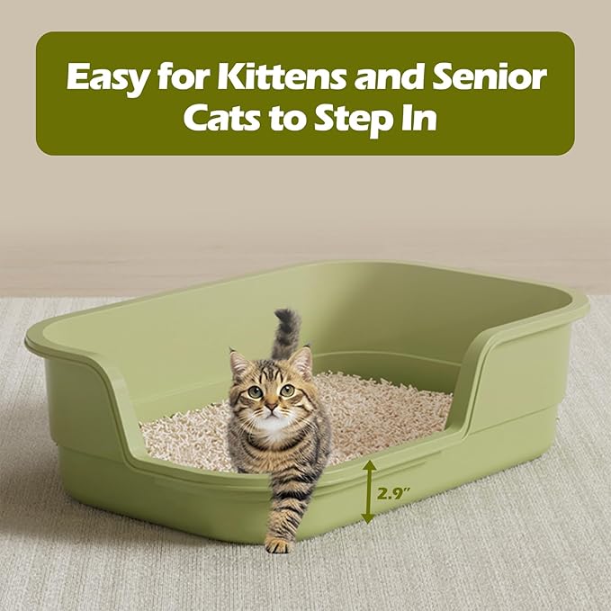 Extra Large Cat Litter Box with High Sides,Cats Boxes for Indoor Cats,Cat Litter Pan for Kitty,Litter Box with Low Entry,Easy to Clean,Anti-Splashing,23.6" x15.7" x5.9" (Grey)