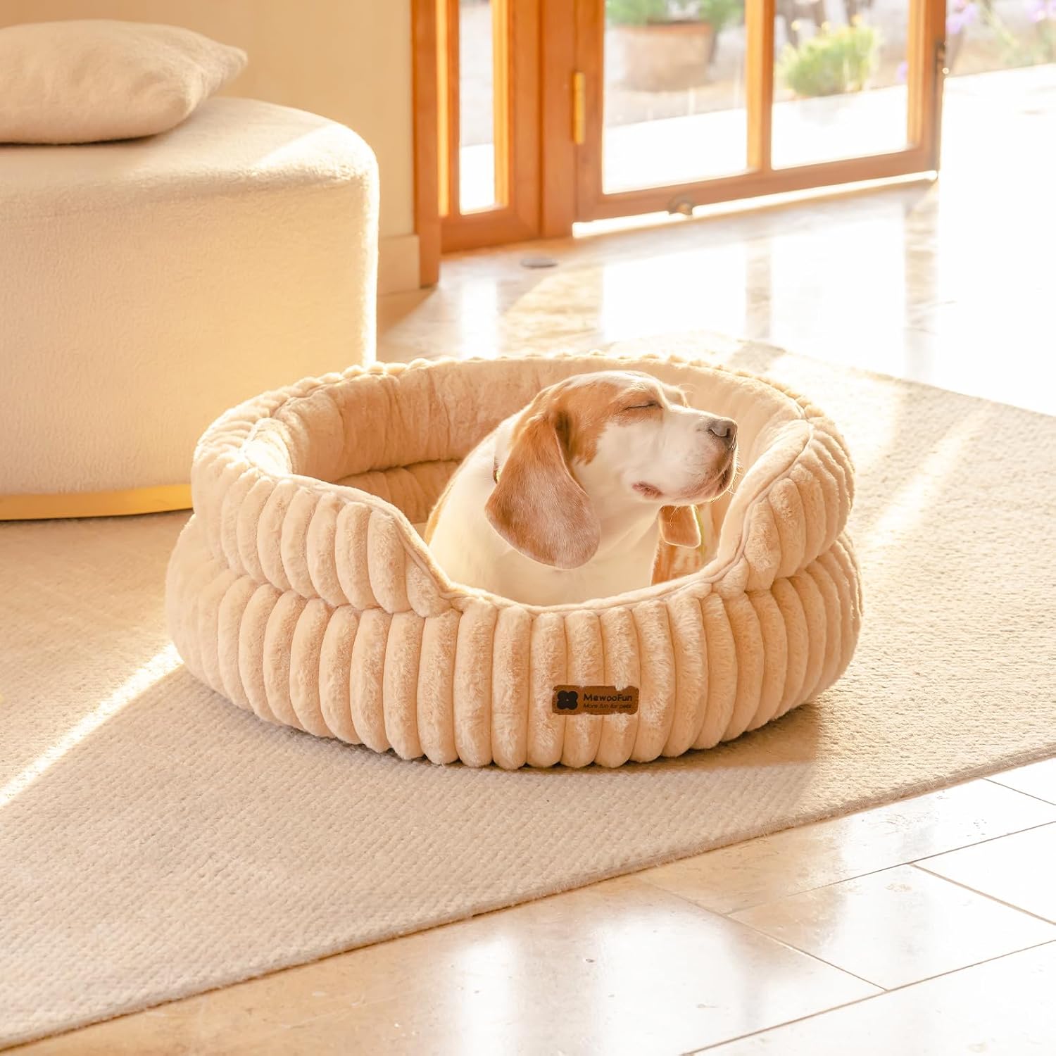 MEWOOFUN Dog Bed for Medium Dogs, Washable Large Cat Beds for Indoor Cats, Donut Pet Bed for Dogs and Cats with Anti-Slip Bottom (Camel, 27"x27"x10") - Pet Explorer