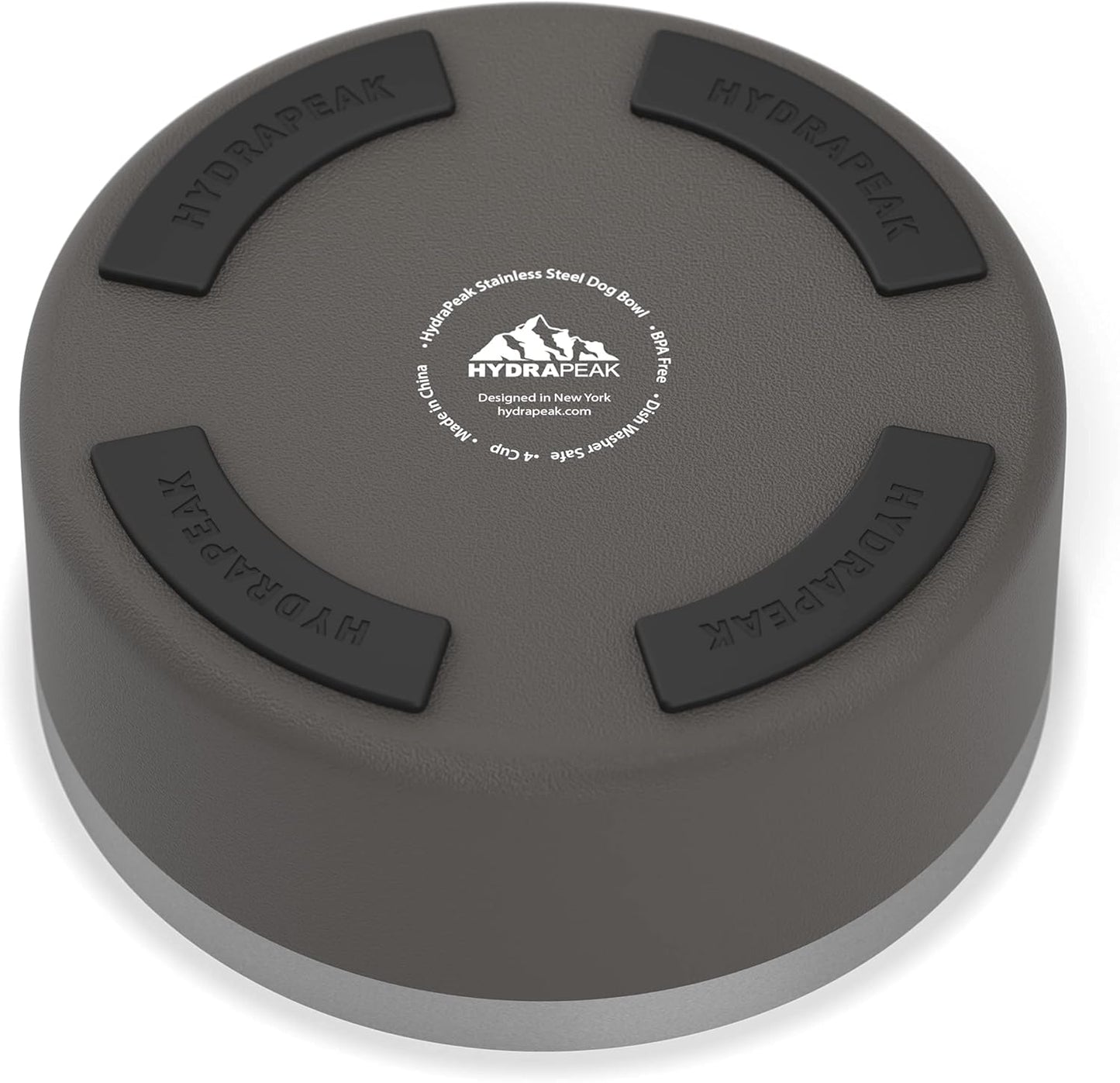 Hydrapeak Dog Bowl; Non Slip Stainless Steel; Water and Food Dish; Large Sized and Small Dogs; 32oz 64oz; Multiple Sizes; 4 Cup | Graphite - Pet Explorer