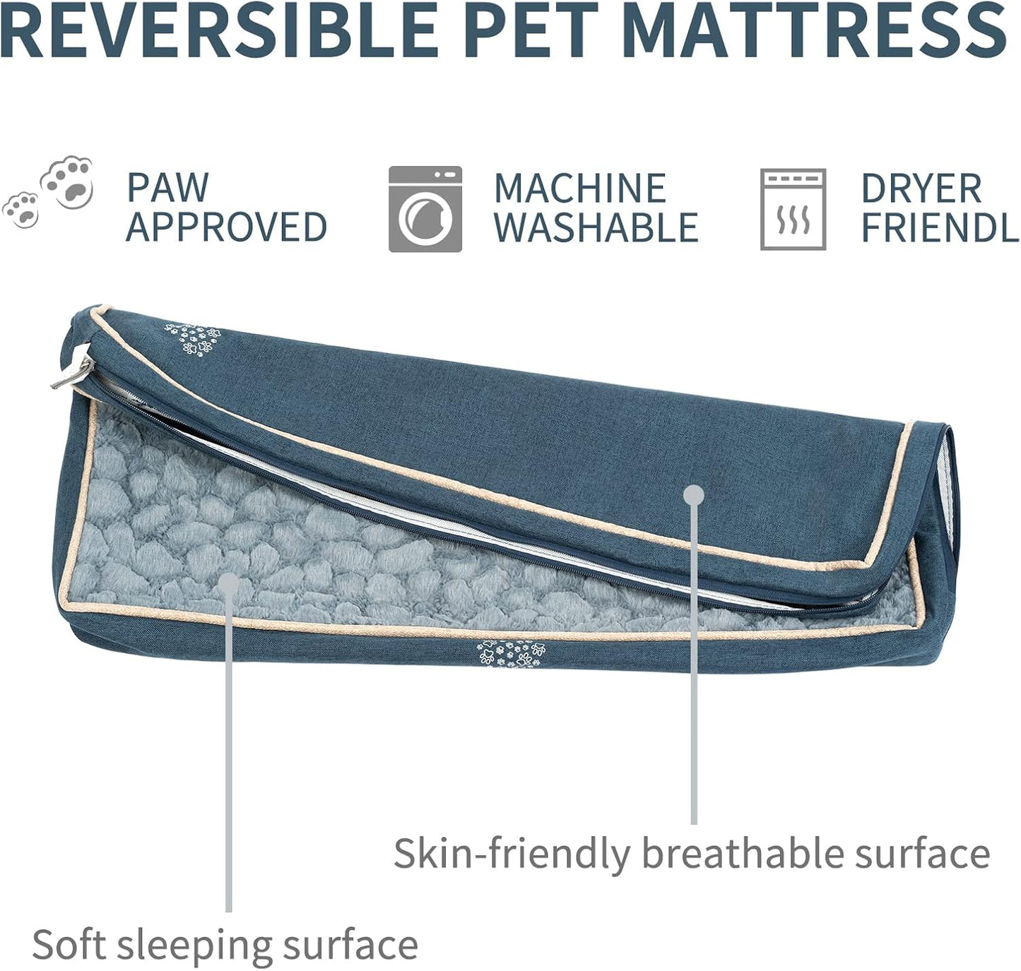 VANKEAN Waterproof Dog Crate Pad Bed Mat Reversible (Warm&Cool), Removable Washable Cover & Waterproof Inner Lining, Pet Crate Mattress for Cats and Dogs, Joint Relief Dog Bed for Crate, Navy - Pet Explorer