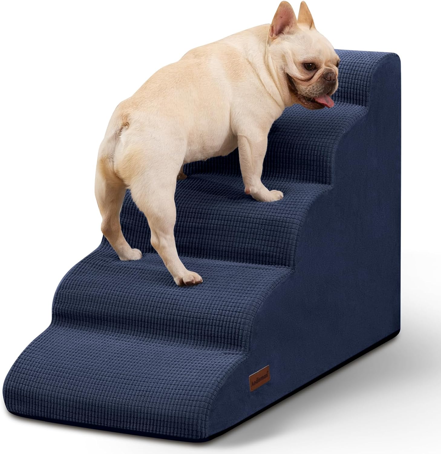 5-Step Dog Stairs and Ramp for High Bed, Non-Slip Sturdy Pet Steps for Small Dogs and Cats,22.2" H,Blue - Pet Explorer