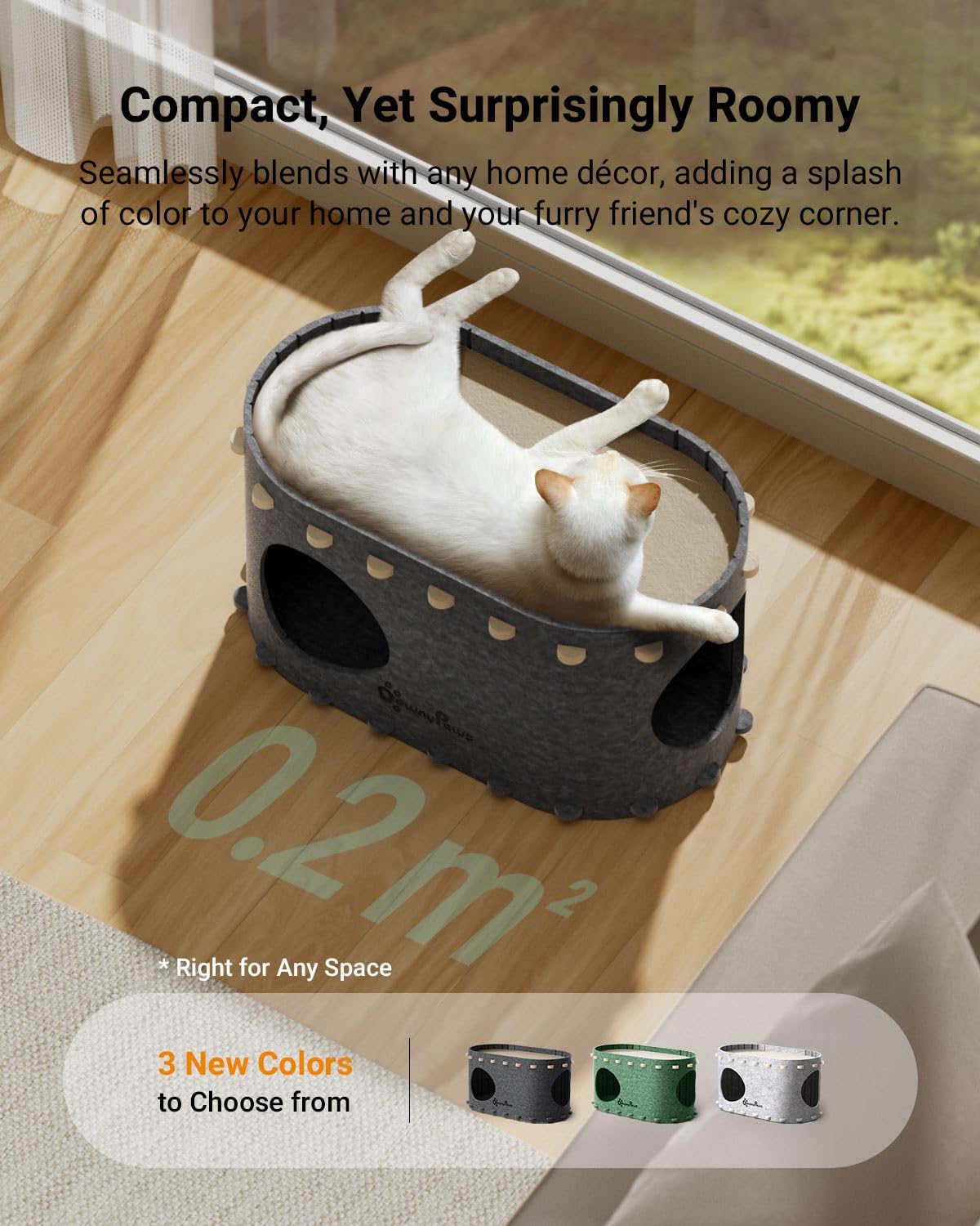 DownyPaws Cat House for Indoor Cats, Cat Bed Cave for Multiple & Large Cats Up to 22 Lbs, Scratch Resistant Peekaboo Cat Caves, Foldable Tunnel Enclosed Bed, PeekaPurr, Sesame Gray - Pet Explorer