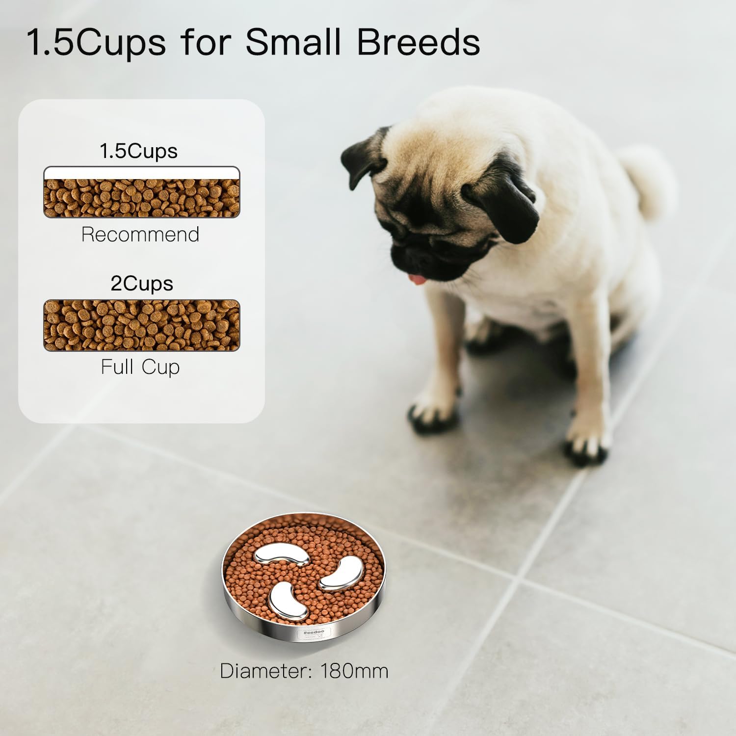 Slow Feeder Dog Bowl, 1Cups Stainless Steel Maze Bowl for Small Breeds, Non-Slip Base, Double Wall Food Grade Metal Dog Dish to Slow Eating - Pet Explorer