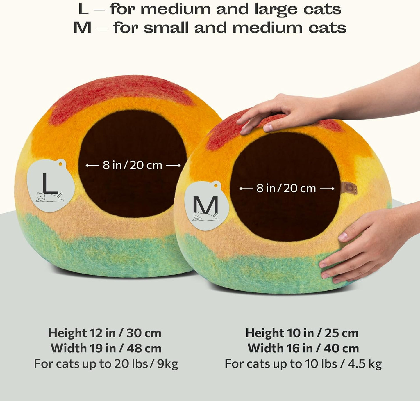 MEOWFIA Cat Cave – Premium Felt Cat Bed for Indoor Cats, Handmade 100% Merino Wool (Medium, Tucson Sunset) - Pet Explorer