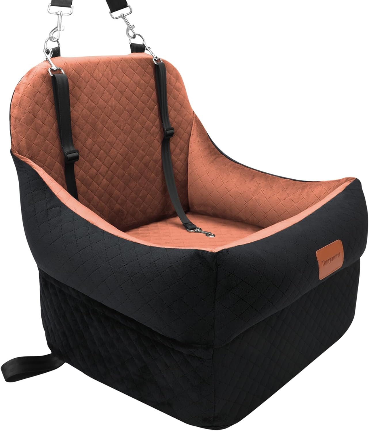 Dog Booster Car Seat for Small/Medium Dogs up to 30 lbs,Interior 7 Inches Elevated Pet Booster Seat,Ultra Soft Fabric and Memory Foam Car Dog Bed,Safety,Comfy,Fully Detachable Washable(H-Black/Brown) - Pet Explorer