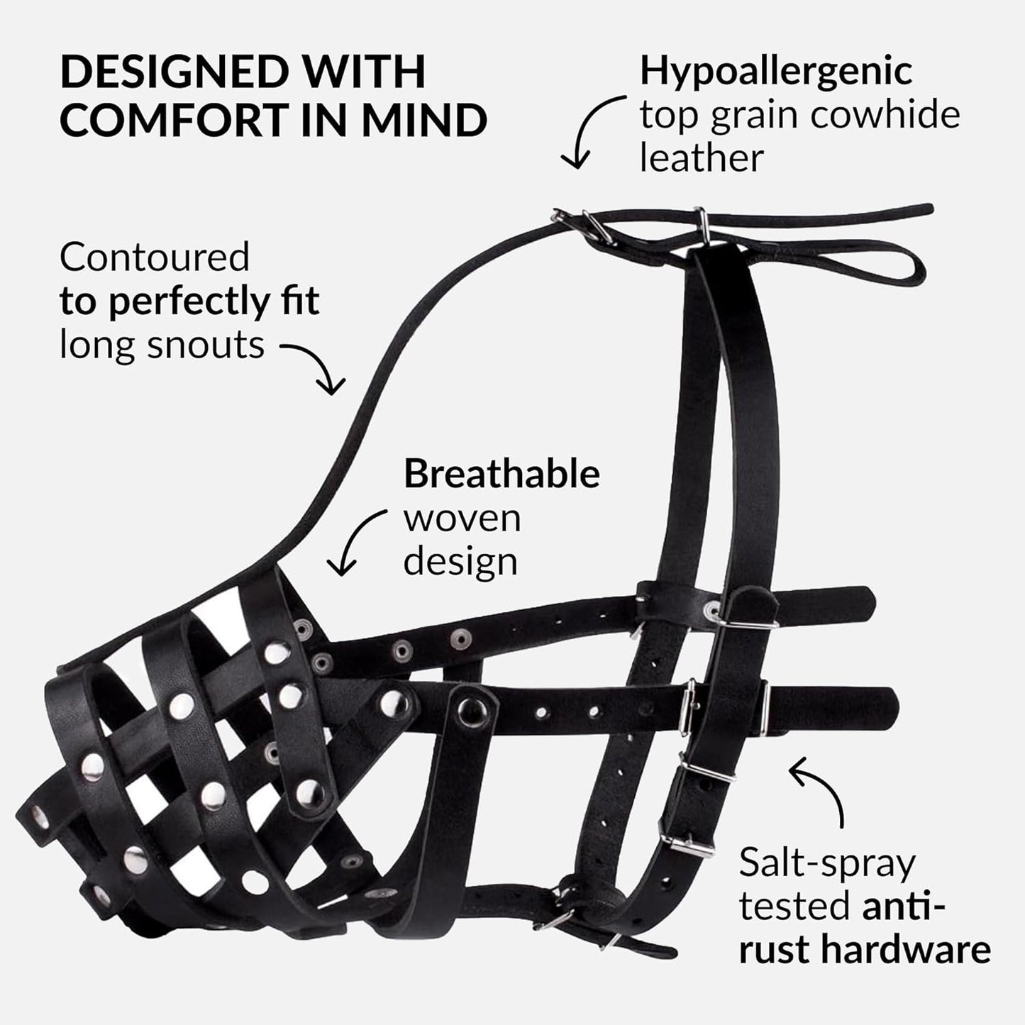 CollarDirect Dog Muzzle German Shepherd Dalmatian Doberman Setter Leather Basket Medium Large Breeds (Black, Large) - Pet Explorer