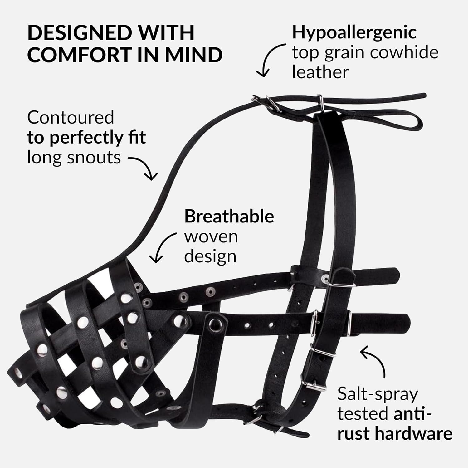 CollarDirect Dog Muzzle German Shepherd Dalmatian Doberman Setter Leather Basket Medium Large Breeds (Black, Large) - Pet Explorer