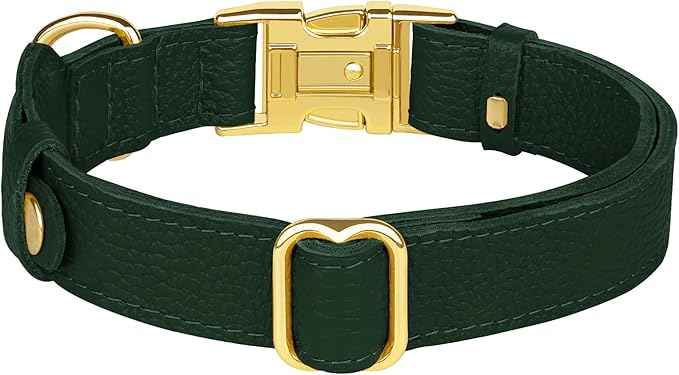 Leather Airtag Dog Collar - Soft Tracking Dog Collar with Apple AirTag Holder and Metal Buckle - Safety GPS Pet Collars for Small Medium Large Dogs Puppy Pink Red (Green, S, 12"-15" Neck Fit)