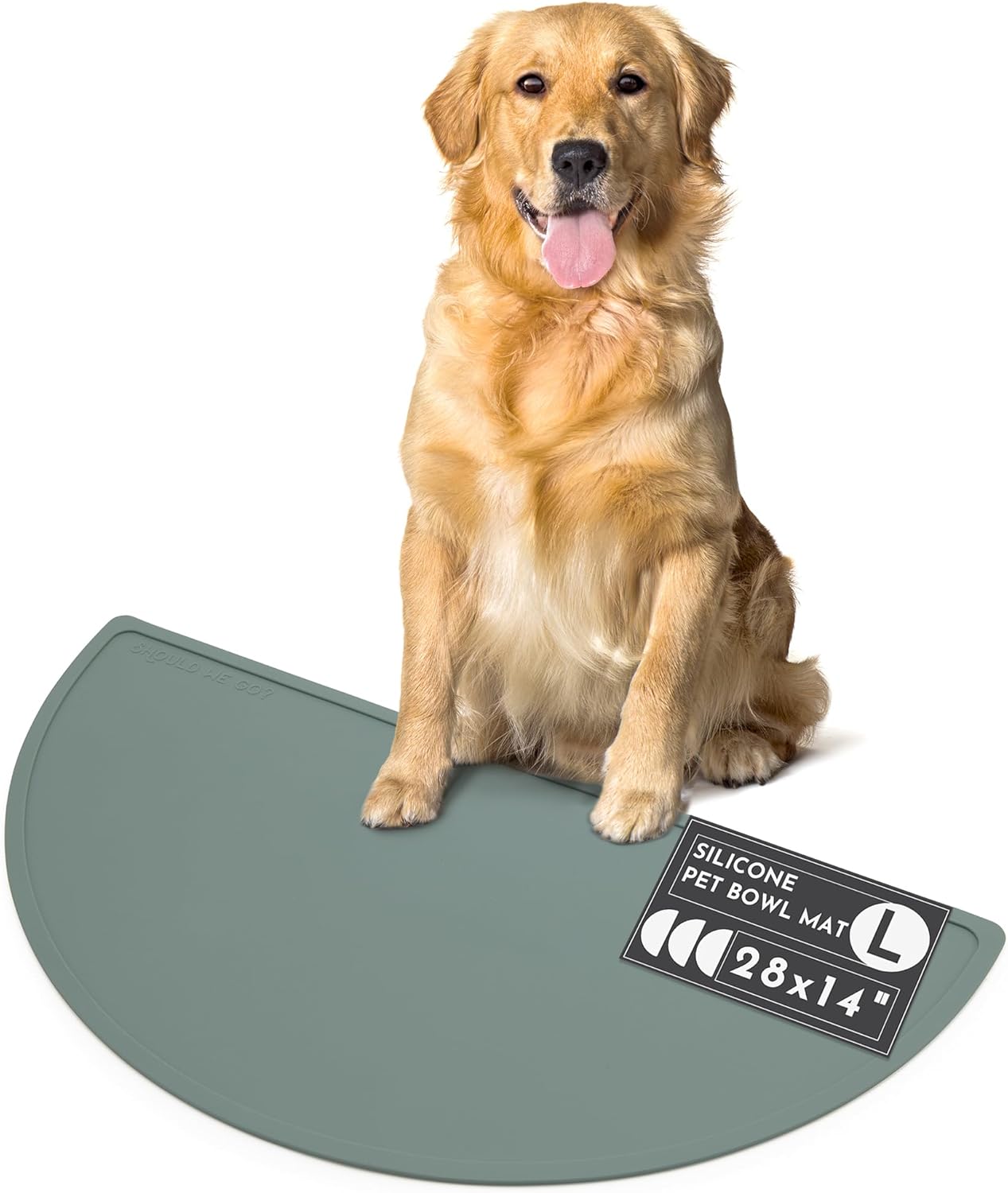 Waterproof Silicone Pet Food Mat - Non-Slip, Spill-Proof Feeding Mats for Floors, Raised Edge Design, Easy-to-Clean, Rubber Mat for Dog & Cat Bowls, 28" Across x 14" Deep, Large-Spruce - Pet Explorer