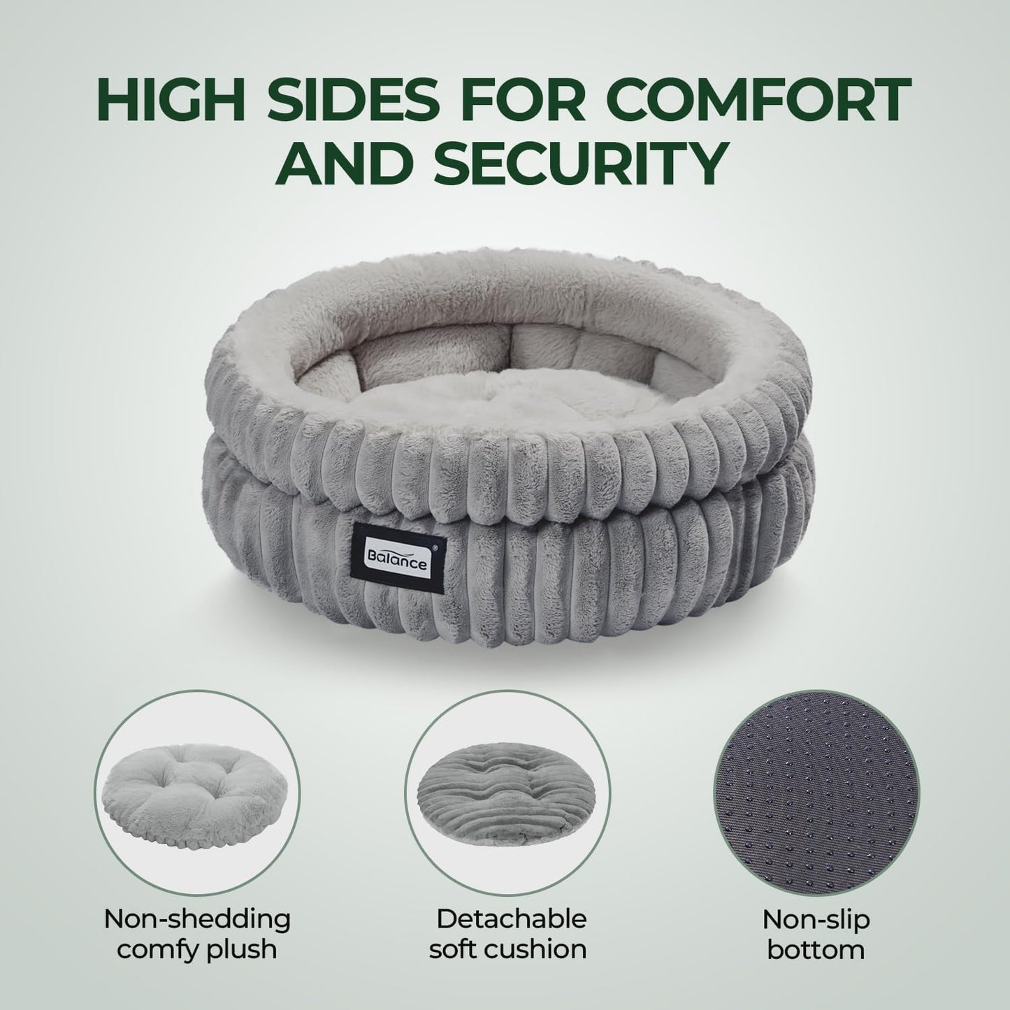 BALANCE Cat Bed Kitten Bed, Washable Round Cat Beds for Indoor Cats, Super Soft Plush Faux Fur Pet Bed for Puppy and Kitten with Anti-Slip Bottom - Pet Explorer