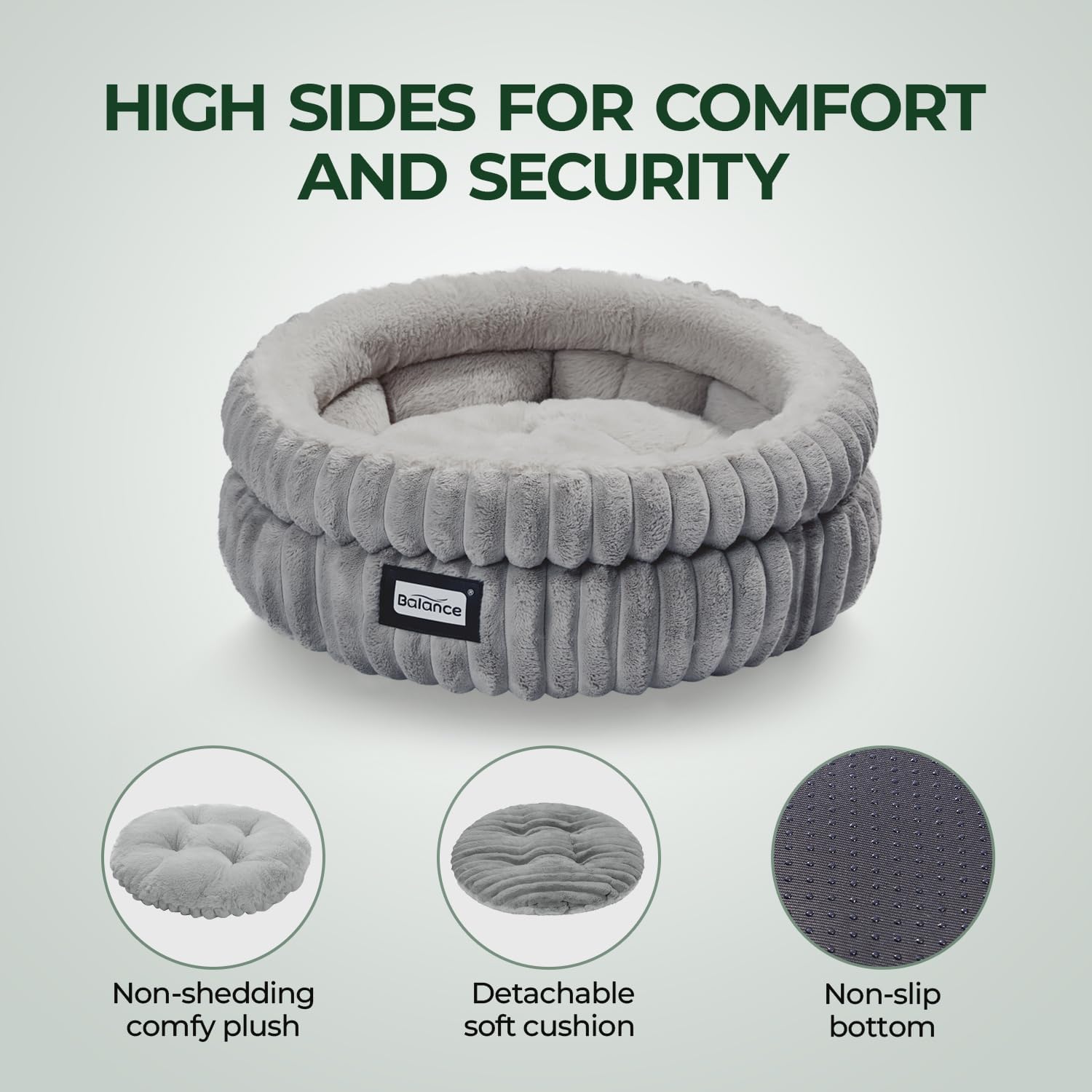 BALANCE Cat Bed Kitten Bed, Washable Round Cat Beds for Indoor Cats, Super Soft Plush Faux Fur Pet Bed for Puppy and Kitten with Anti-Slip Bottom - Pet Explorer