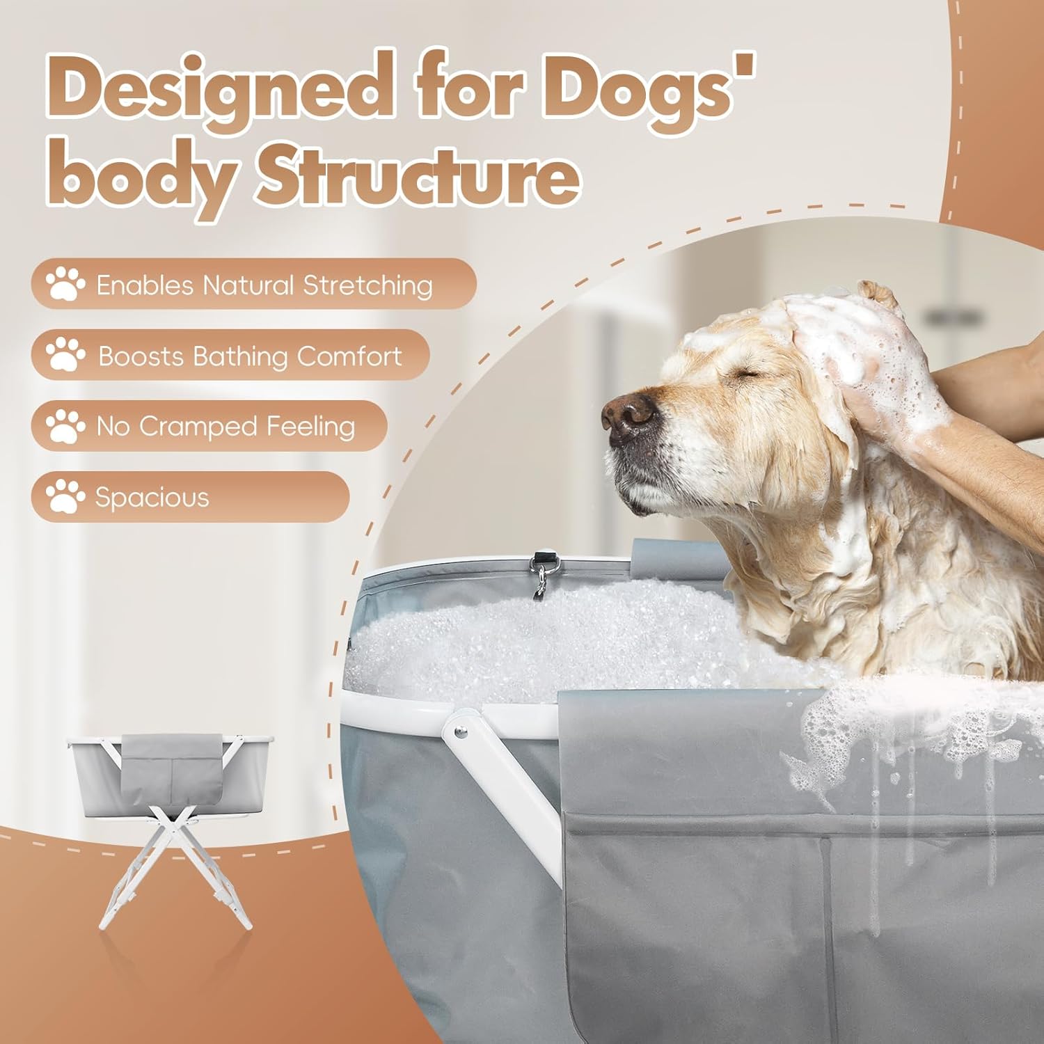 Portable Dog Bathtub, Elevatable Dog Washing Station for Bathing Shower and Grooming, Collapsible Dog Bath Tub for Small/Medium/Large Dogs, Cats & Other Pet (Medium Dogs Bathtub) - Pet Explorer