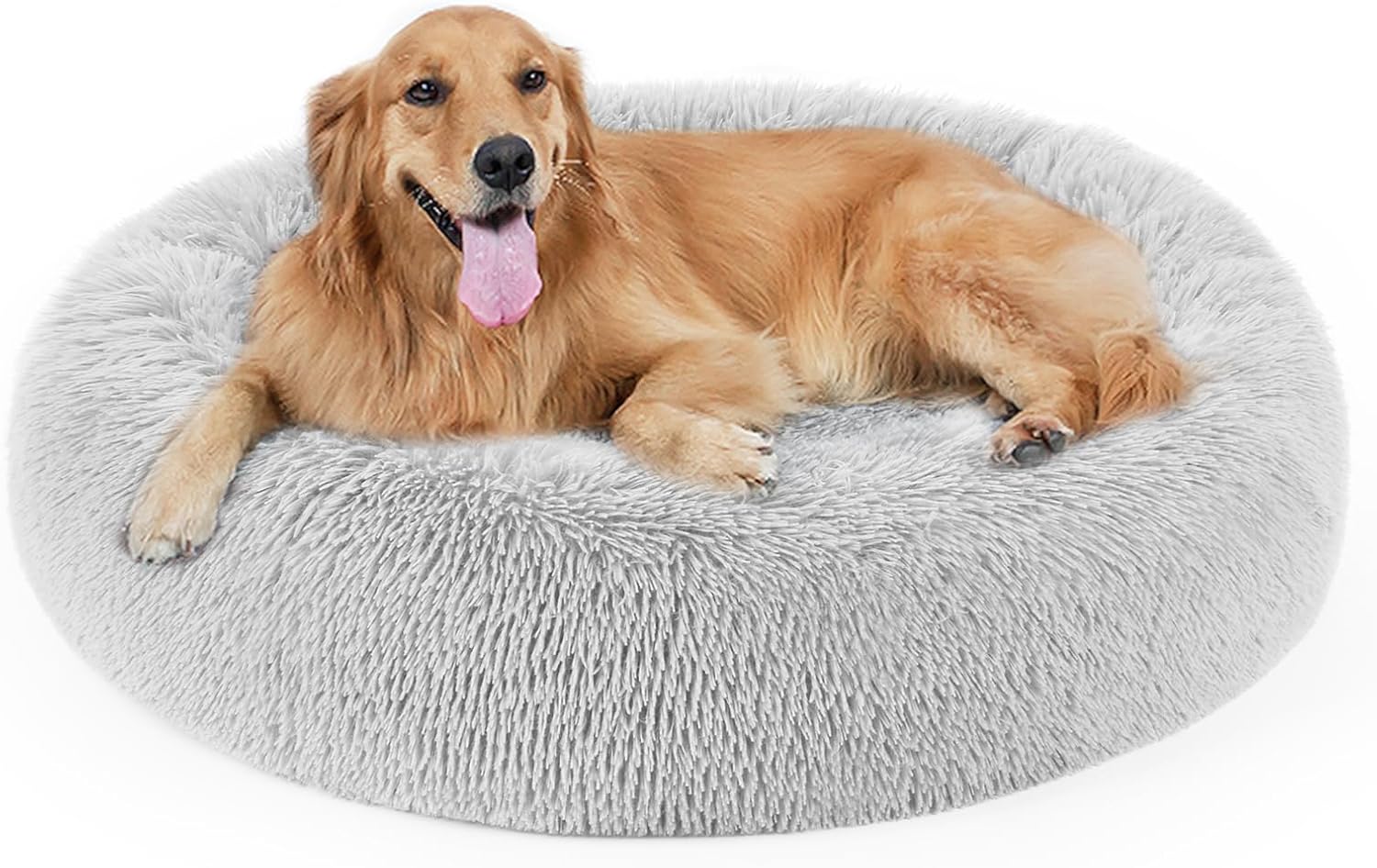 Dog Bed, Cat Calming Bed, Faux Fur Pillow Pet Donut Cuddler Round Plush Bed for Large Medium Small Dogs and Cats - Pet Explorer