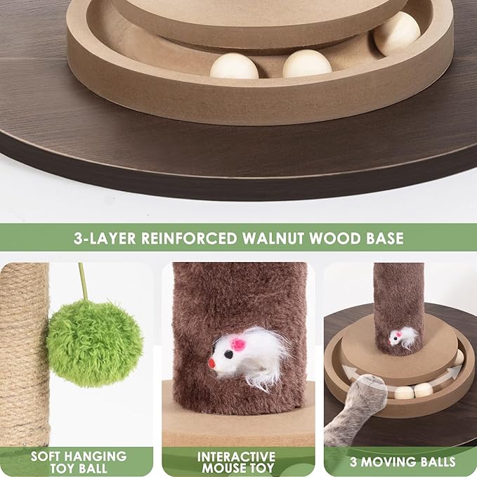 Cat Scratching Post, 35 Inch Tall Cat Scratcher Cat Tree Tower with Hanging Ball for Indoor Cats Adults,Bird of Paradise Plant Sisal Rope Kitten Scratch with Interactive Mouse Cat Toy