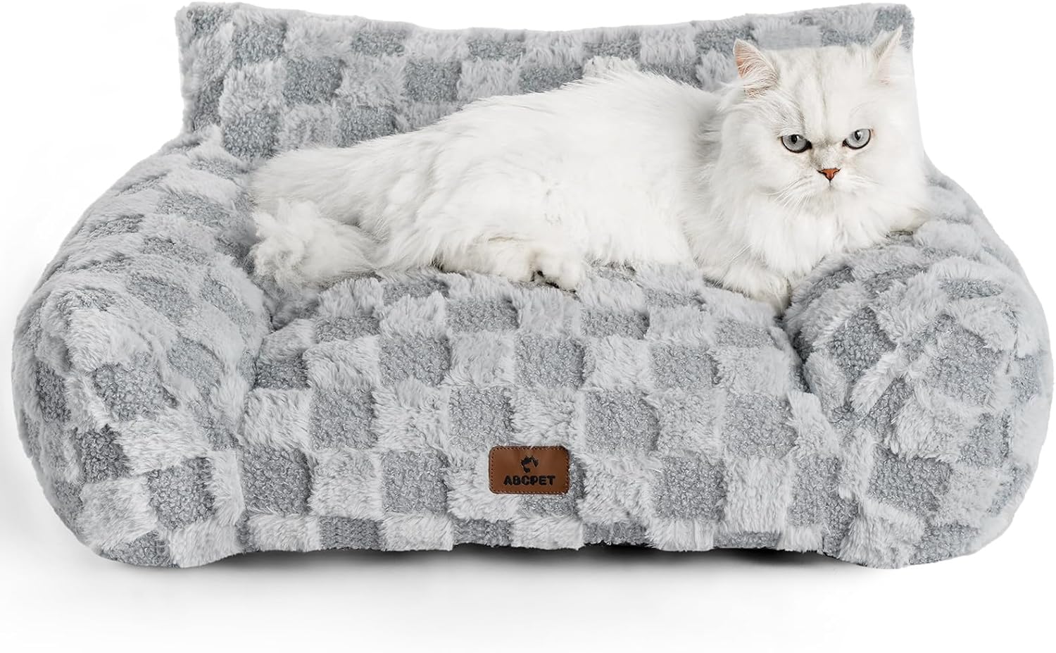 Cat Bed Cats Couch for Puppy and Kitten, Fluffy Pet Couch Small Dog Sofa Bed, Supportive Cat Sofa for Indoor Cats, Washable Cover & Non-Slip, 26 inch, Grey - Pet Explorer