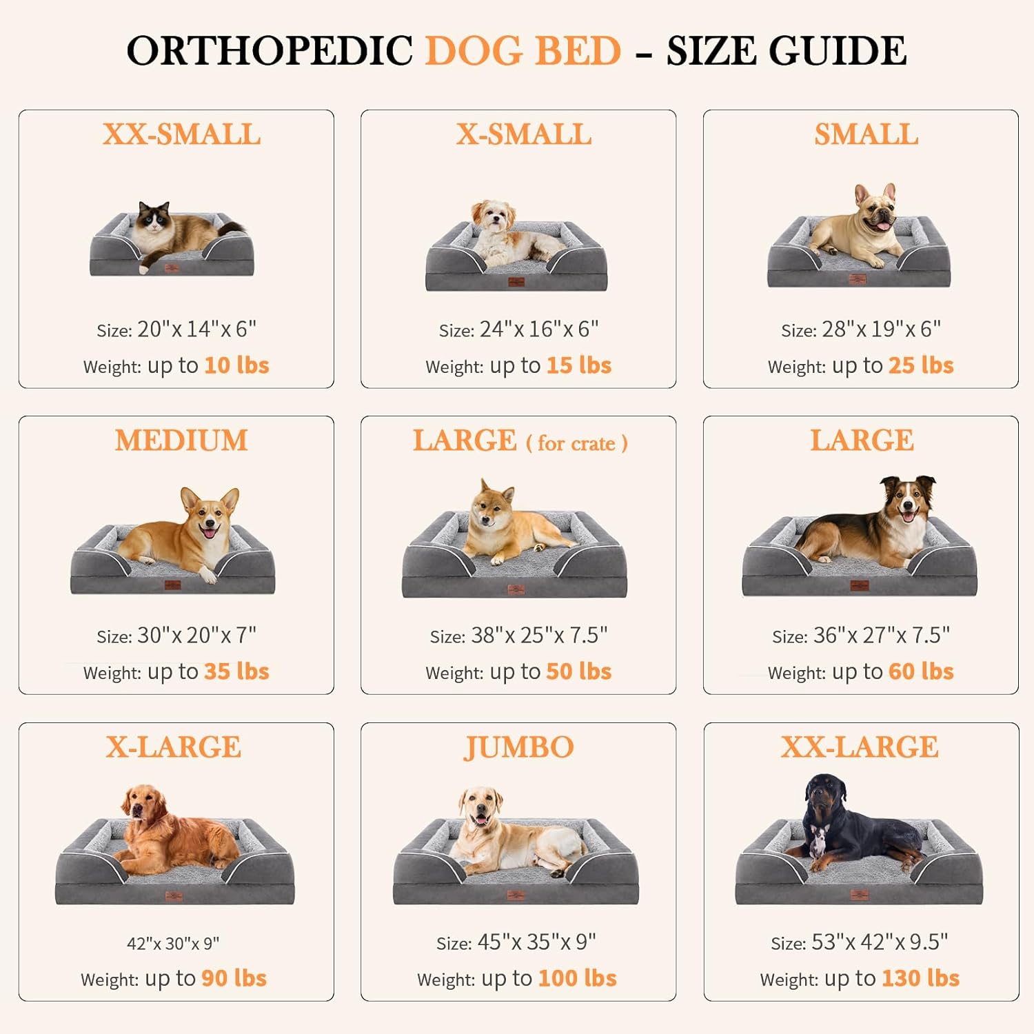 Comfort Expression Medium Dog Beds Waterproof Orthopedic Foam Dog Sofa Beds for Medium Large Dogs Comfy Pet Bed with Washable Removable Cover & Non-Slip Bottom(Medium,Grey) - Pet Explorer