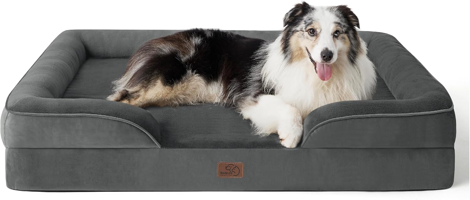 Bedsure Orthopedic Dog Bed for Extra Large Dogs - XL Washable Dog Sofa Bed Large, Supportive Foam Pet Couch Bed with Removable Washable Cover, Waterproof Lining and Nonskid Bottom, Dark Grey - Pet Explorer