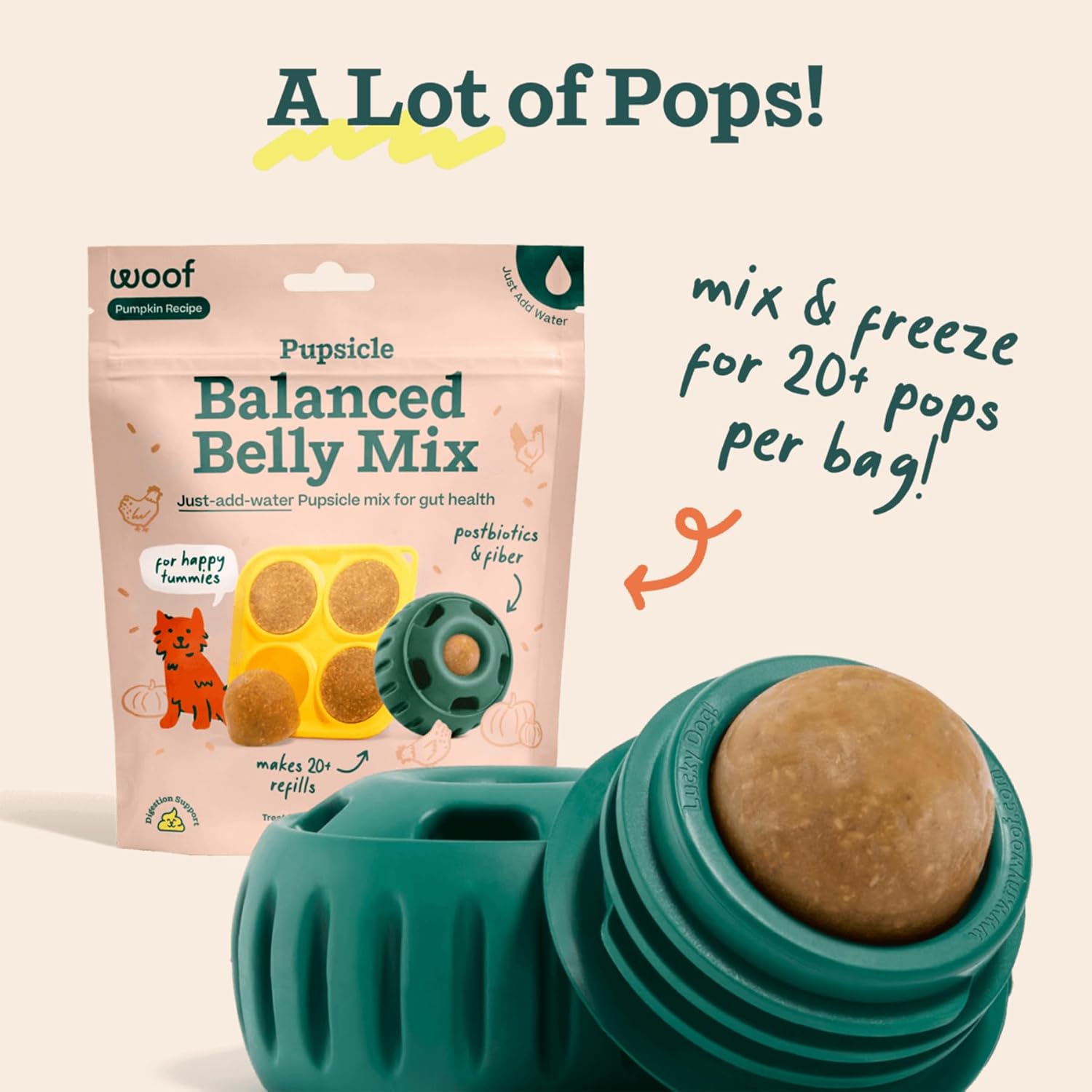 WOOF Dog Pupsicle Mix - Easy-to-Make DIY Pupsicle Refills - Tasty, Healthy Pupsicle Mix - Wholesome Ingredients - Long-Lasting Treats for Dogs - Balanced Belly Mix - Pet Explorer