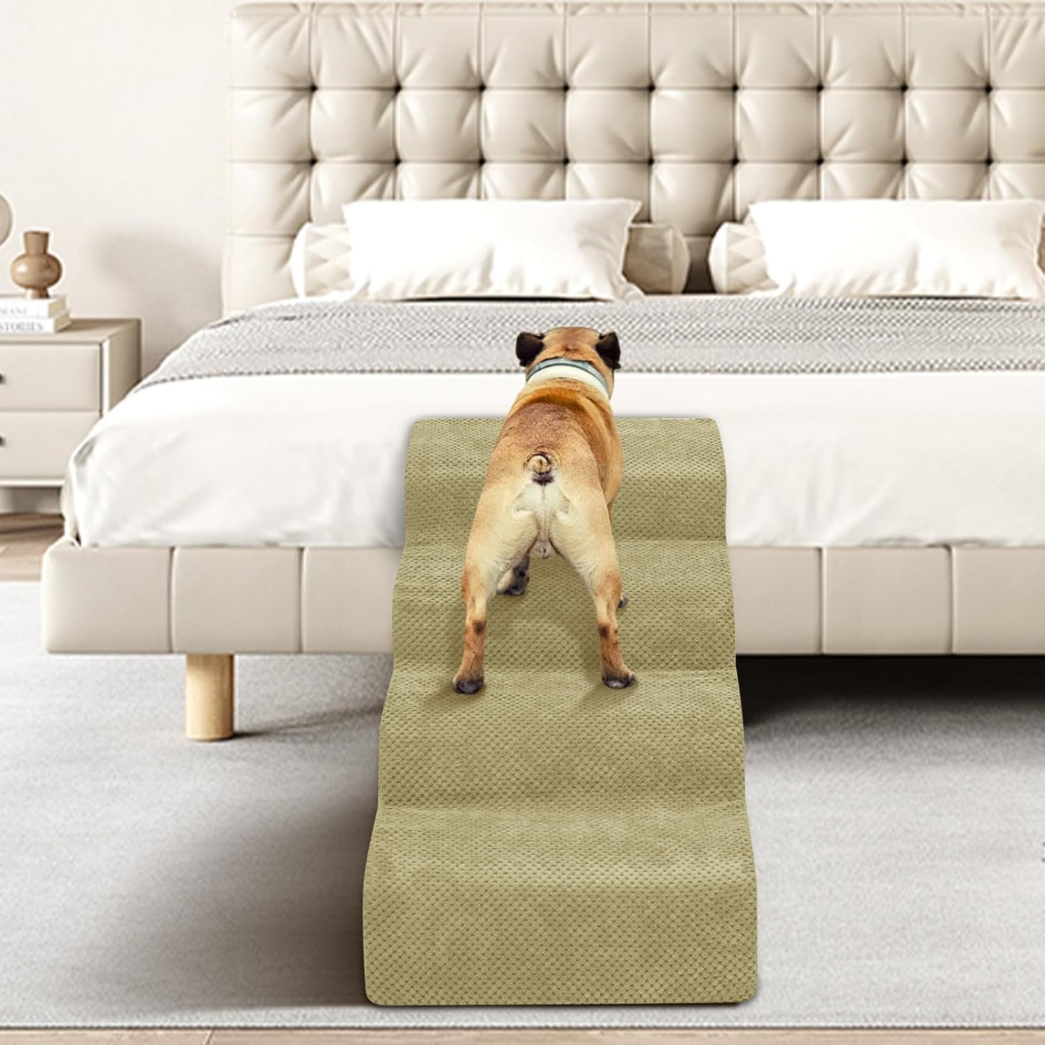 Dog Stairs for Small Dogs - High Density Foam Pet Steps, Extra Wide Dog Ramp with Non-Slip Bottom for High Beds, Couch and Sofa, Best for Dogs Injured, Older Doggy Cats - Pet Explorer