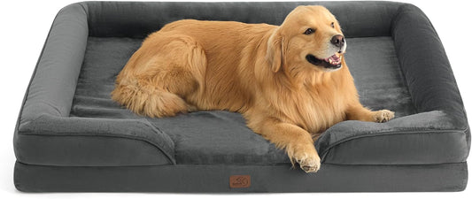 Bedsure XXL Orthopedic Dog Bed for Extra Large Dogs - Washable Giant Dog Cat Bed Waterproof, Comfort Dogs Couch Sofa with Washable Removable Cover, Pet Bed with Nonskid Bottom, Dark Grey, 52" - Pet Explorer