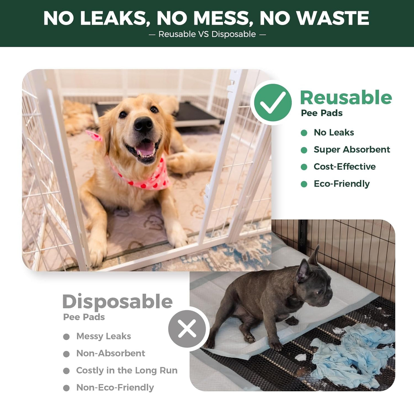 FXW Washable Pee Pads for Dogs, Puppy Pads with Super Absorbent, Specifically Designed for FXW Rollick/Homeplus 24inch 8 Panels Dog Playpen, 29" Octagon, Khaki, 2 Packs - Pet Explorer