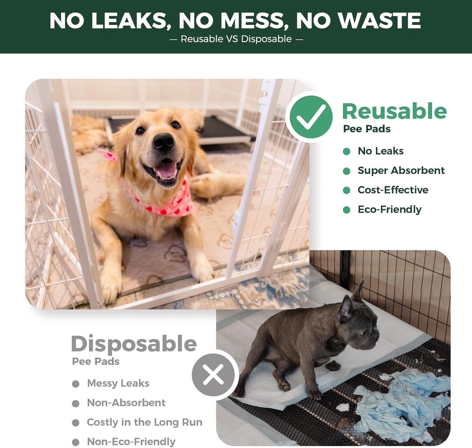 FXW Washable Pee Pads for Dogs, Puppy Pads with Super Absorbent, Specifically Designed for FXW Rollick/Homeplus 24inch 8 Panels Dog Playpen, 29" Octagon, Khaki, 2 Packs - Pet Explorer
