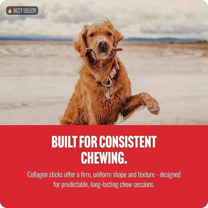 Natural Farm Peanut Butter Flavor Collagen Sticks for Dogs (6 Inch, 25 Count), Long-Lasting Beef Collagen Sticks, Rawhide Alternative Chews with Chondroitin & Glucosamine, Low-Fat Dental Treats