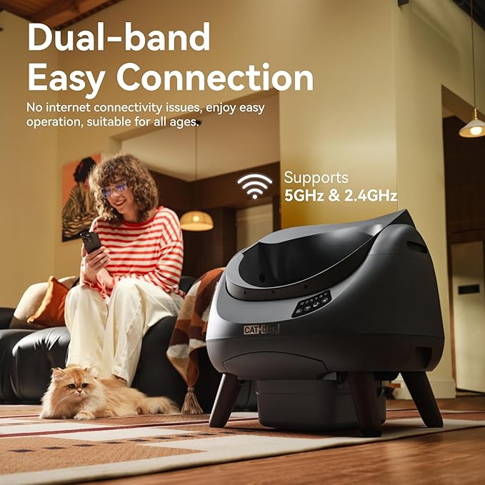 CATLINK Self Cleaning Litter Box, Open Top Automatic Cat Litter Box, Safe Anti-Pinch, AI Waste Analysis Health Monitor for Multi-Cat Recognition, 5G WiFi App Control, Odor Free, Open-X, White