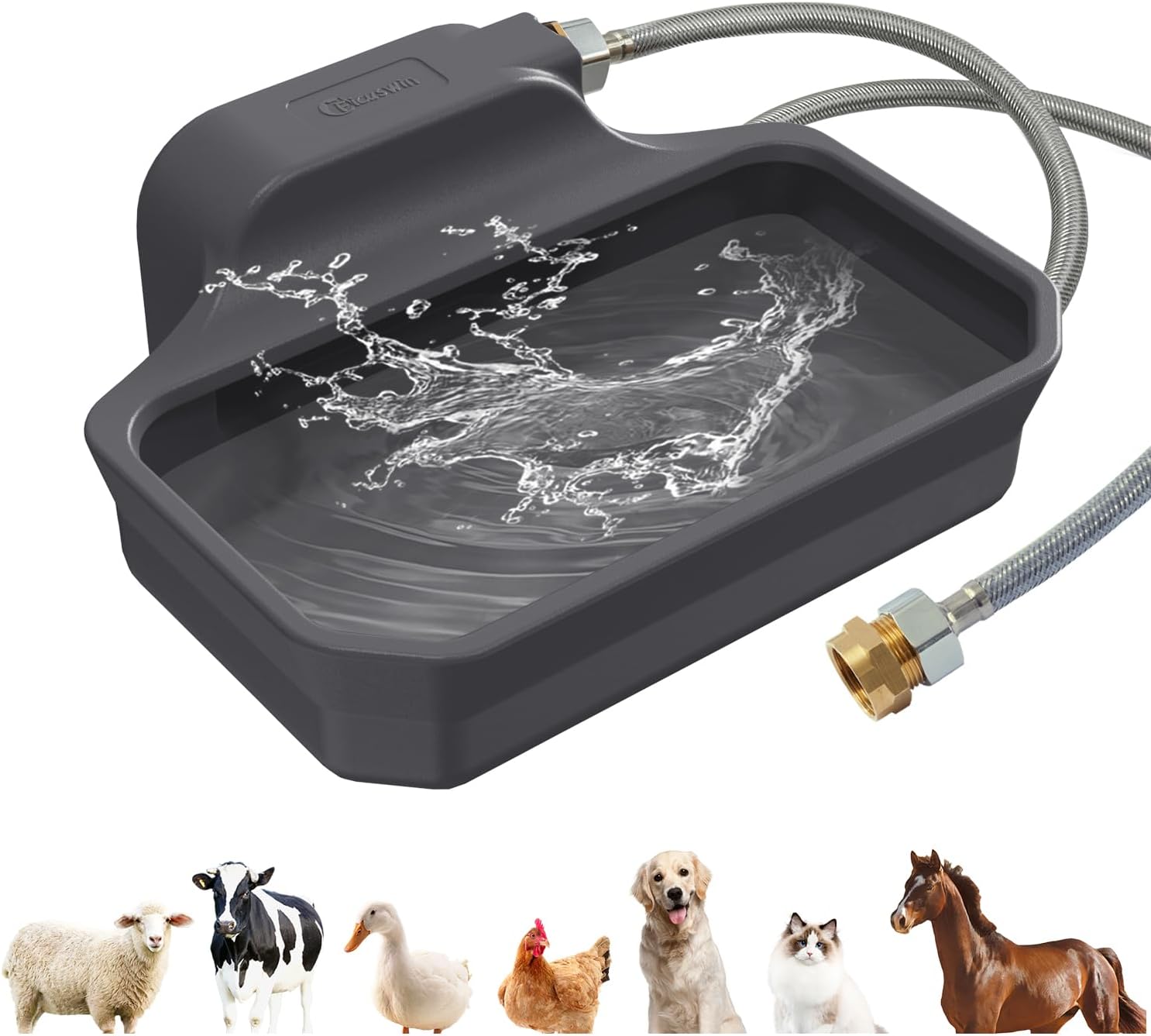 135OZ Automatic Water Dispenser for Large Dogs Patented Outdoor Dog Water Bowl Dispenser Automatic Dog Feeder Fit 3/4'' GHT Faucet Dog Waterer Include Water Hose Extra-Large Drinking Area - Pet Explorer