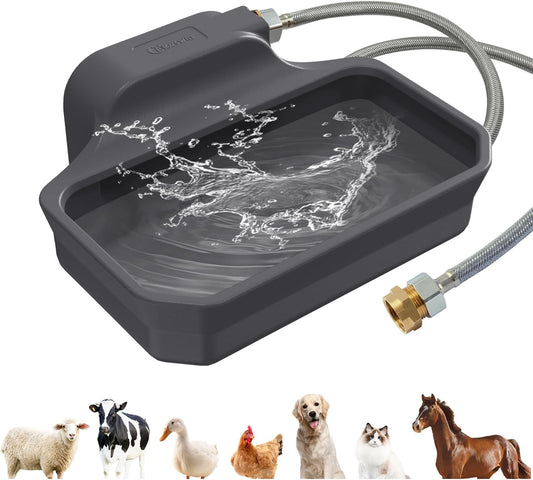 135OZ Automatic Water Dispenser for Large Dogs Patented Outdoor Dog Water Bowl Dispenser Automatic Dog Feeder Fit 3/4'' GHT Faucet Dog Waterer Include Water Hose Extra-Large Drinking Area - Pet Explorer