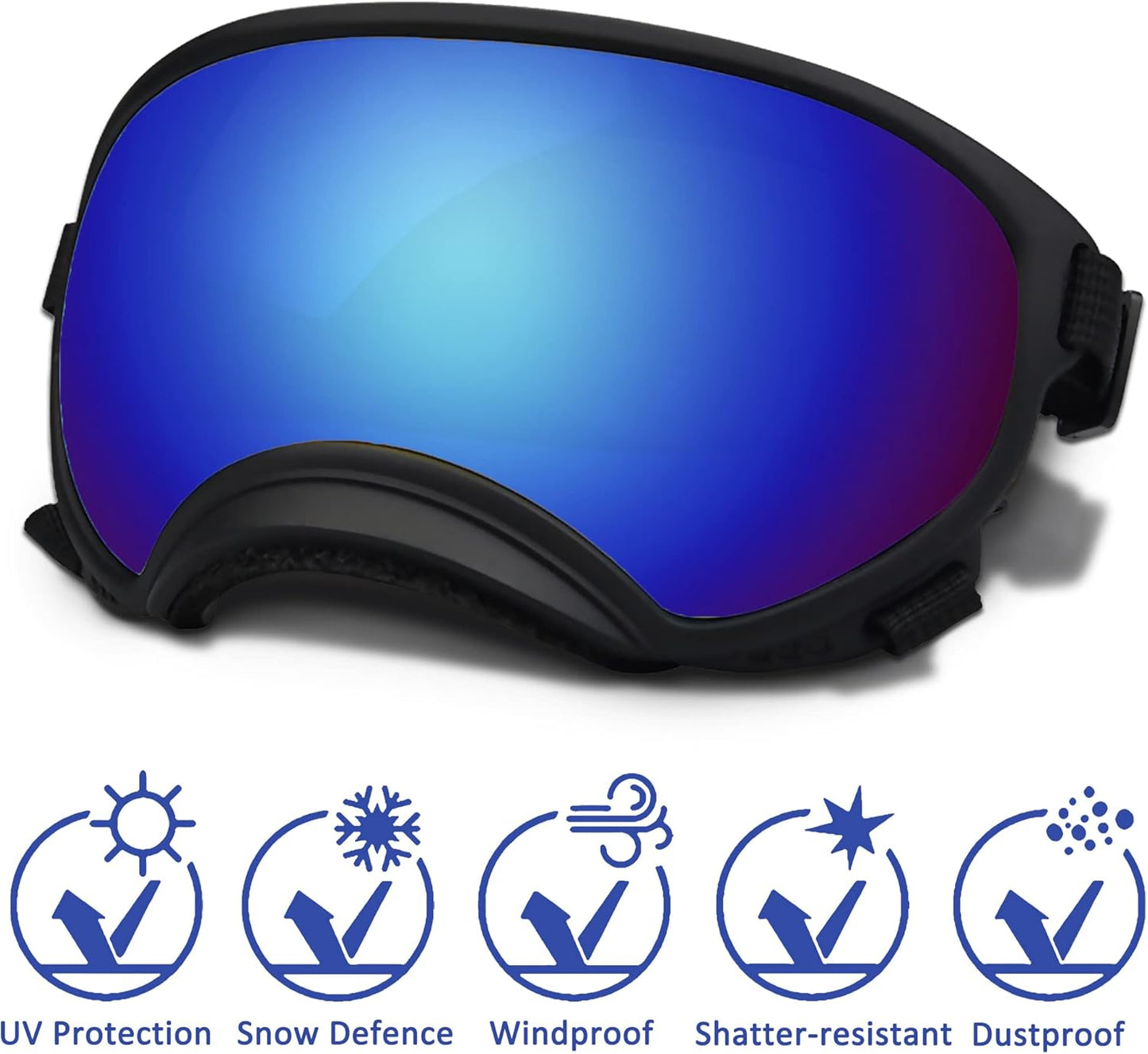Large Dog Sunglasses with Adjustable Strap UV Protection, Winproof Dog Puppy Sunglasses, Suitable for Medium-Large Dog Pet Glasses, Dogs Eyes Protection(Colorful) - Pet Explorer