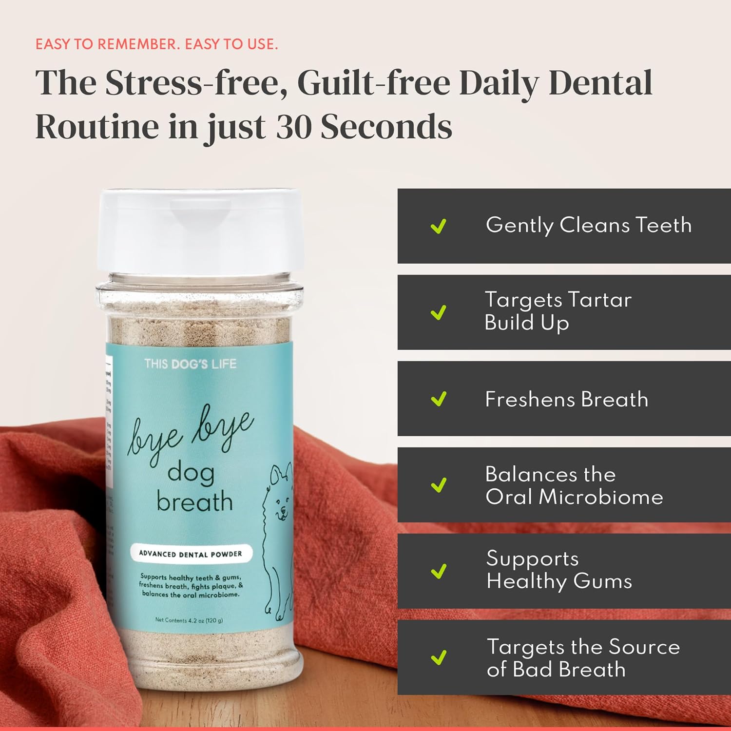 Dog Dental Powder – Vet Formulated - Cleans Teeth, Freshens Breath, Fights Plaque and Tartar – Natural Ingredients - 19 Active Ingredients - Oral Dog Probiotic - No Brushing - Made in USA - Pet Explorer