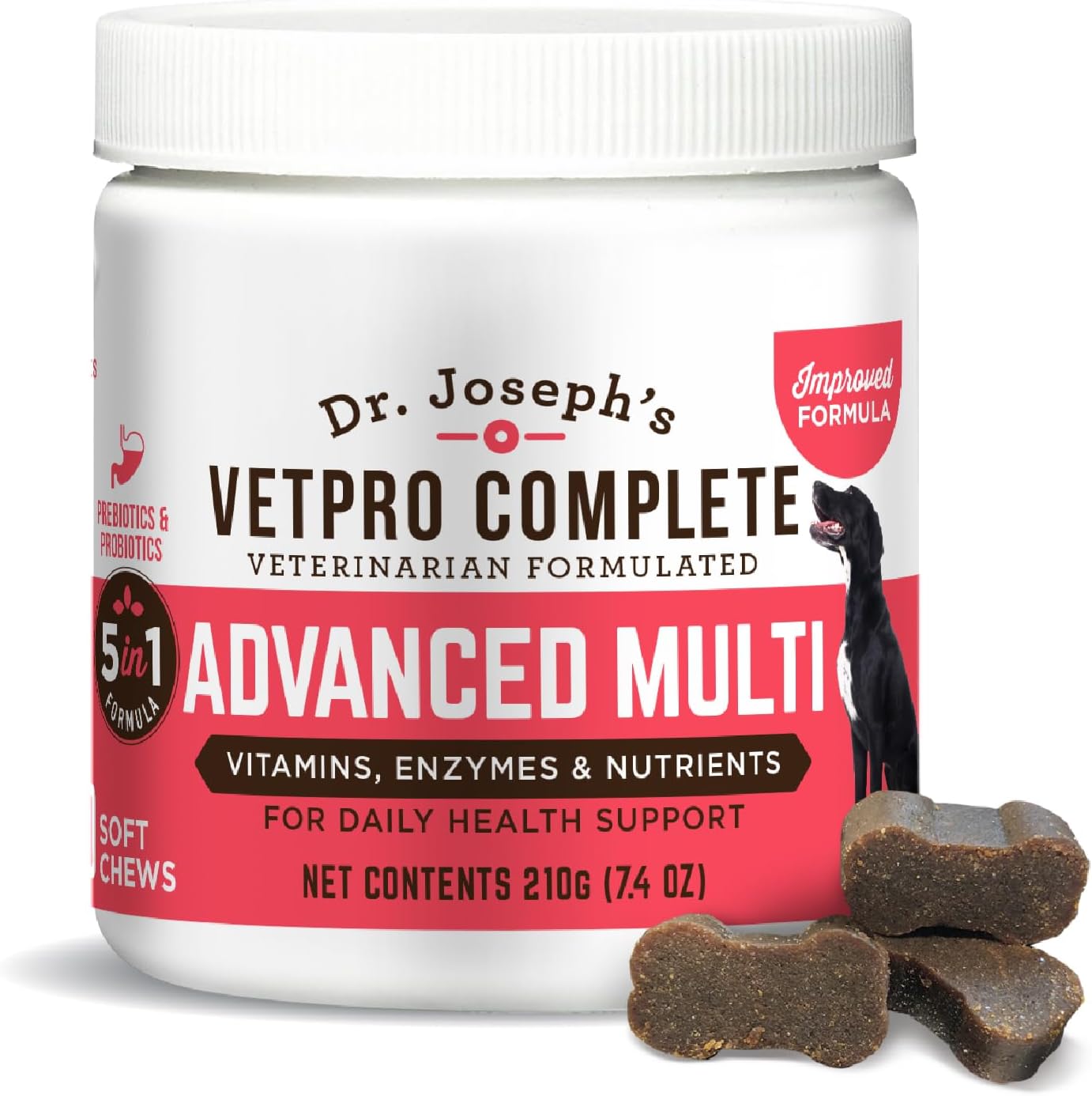 Dr. Joseph's VetPro Complete Multivitamin Dog Supplement, 60 Count (Small Dog 60 Days Supply), 5 in 1 Chew with Vitamins, Enzymes & Nutrients, Hip and Joint Health, Immune System and Allergy Support - Pet Explorer