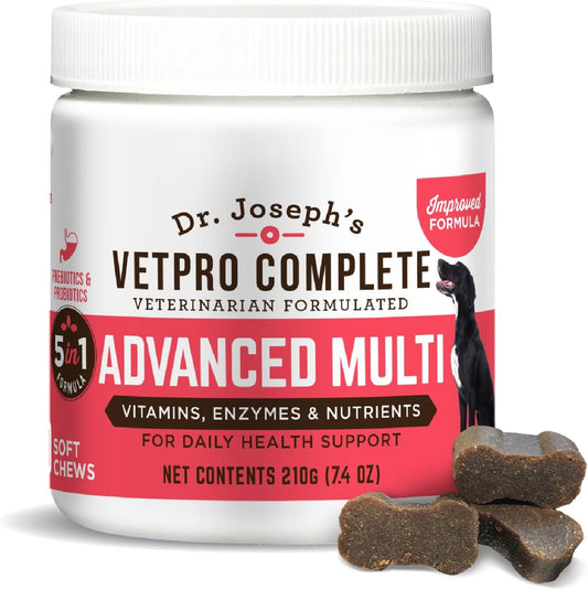 Dr. Joseph's VetPro Complete Multivitamin Dog Supplement, 60 Count (Small Dog 60 Days Supply), 5 in 1 Chew with Vitamins, Enzymes & Nutrients, Hip and Joint Health, Immune System and Allergy Support - Pet Explorer