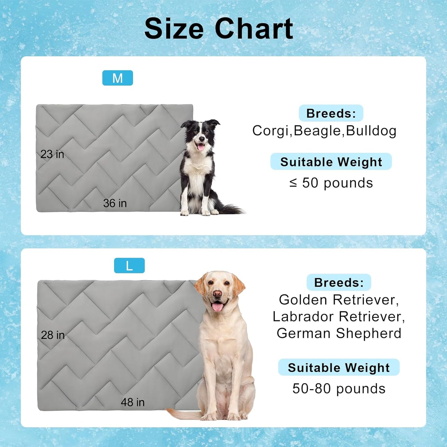 BEAUTYZOO Dog Cooling Mat for Large Dogs, 48"x28" Cooling Dog Bed Washable, Foldable Cat Ice Cool Pad for Summer, Reversible Pet Freeze Cushion Blanket for Kennel Cage Sofa Bed Floor Car Seat, Grey L - Pet Explorer